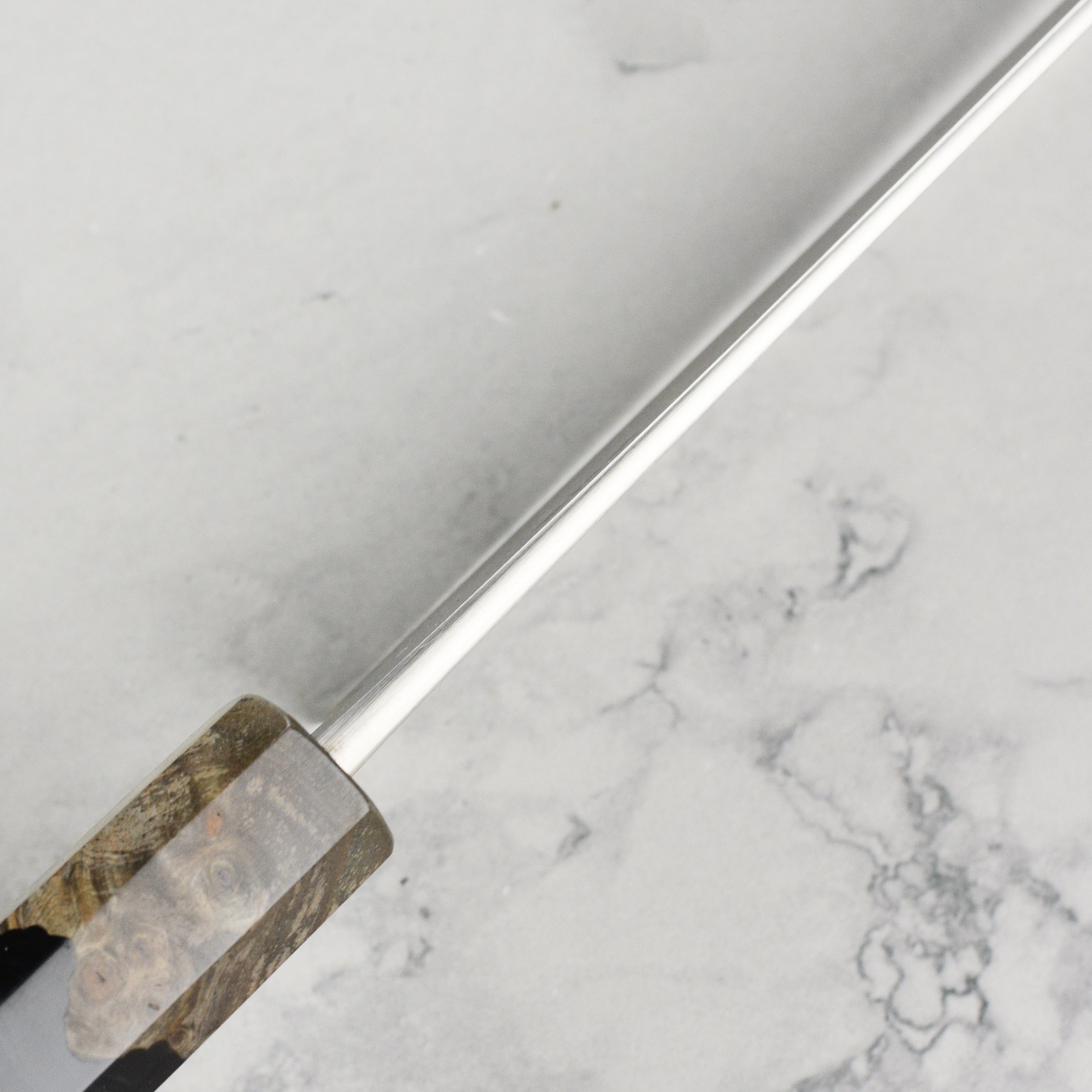 Yoshikane SKD Nashiji Stainless Clad 8.25" Gyuto, Stabilized Birch