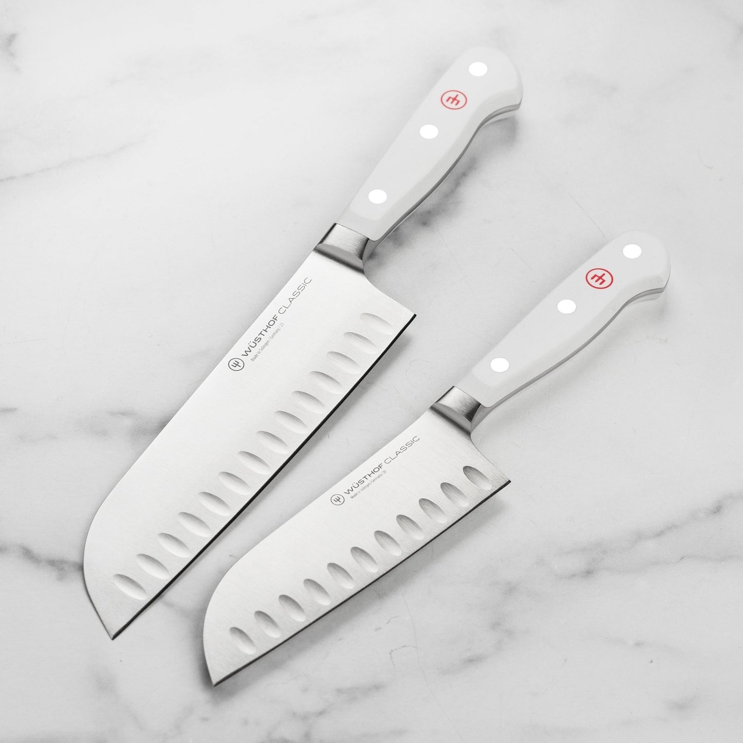 Wusthof Classic White 2 Piece Hollow Edge Santoku Knife Set