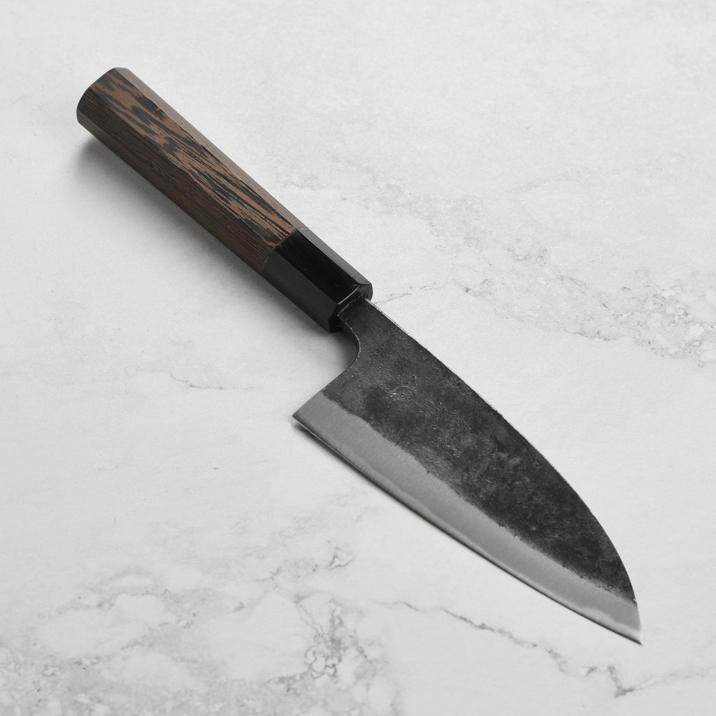 Hatsukokoro Kurokaze Aogami #2 Kurouchi 5.9" Double Bevel Deba, Wenge
