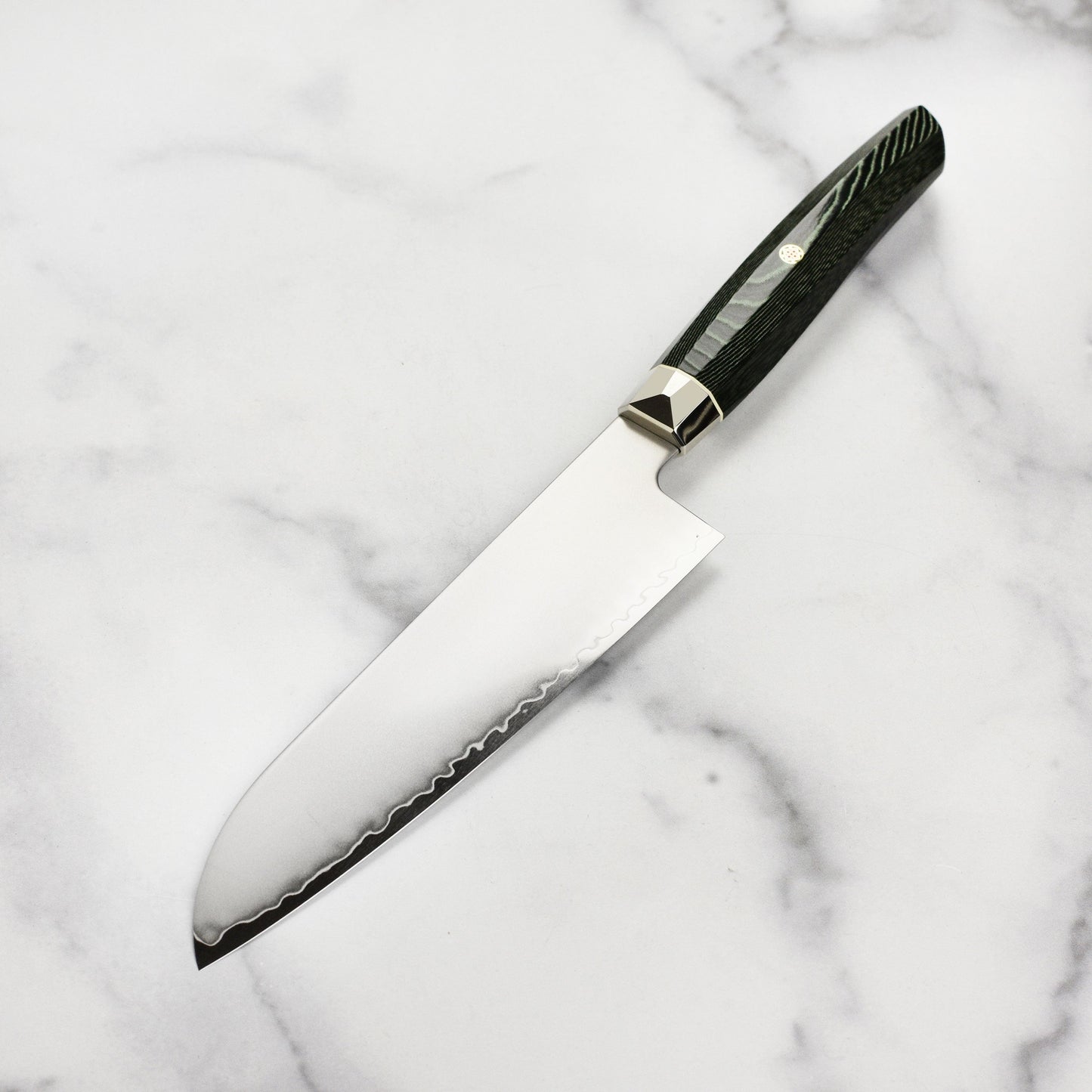 Zanmai Revolution SG2 7" Santoku Knife with Green Micarta Handle