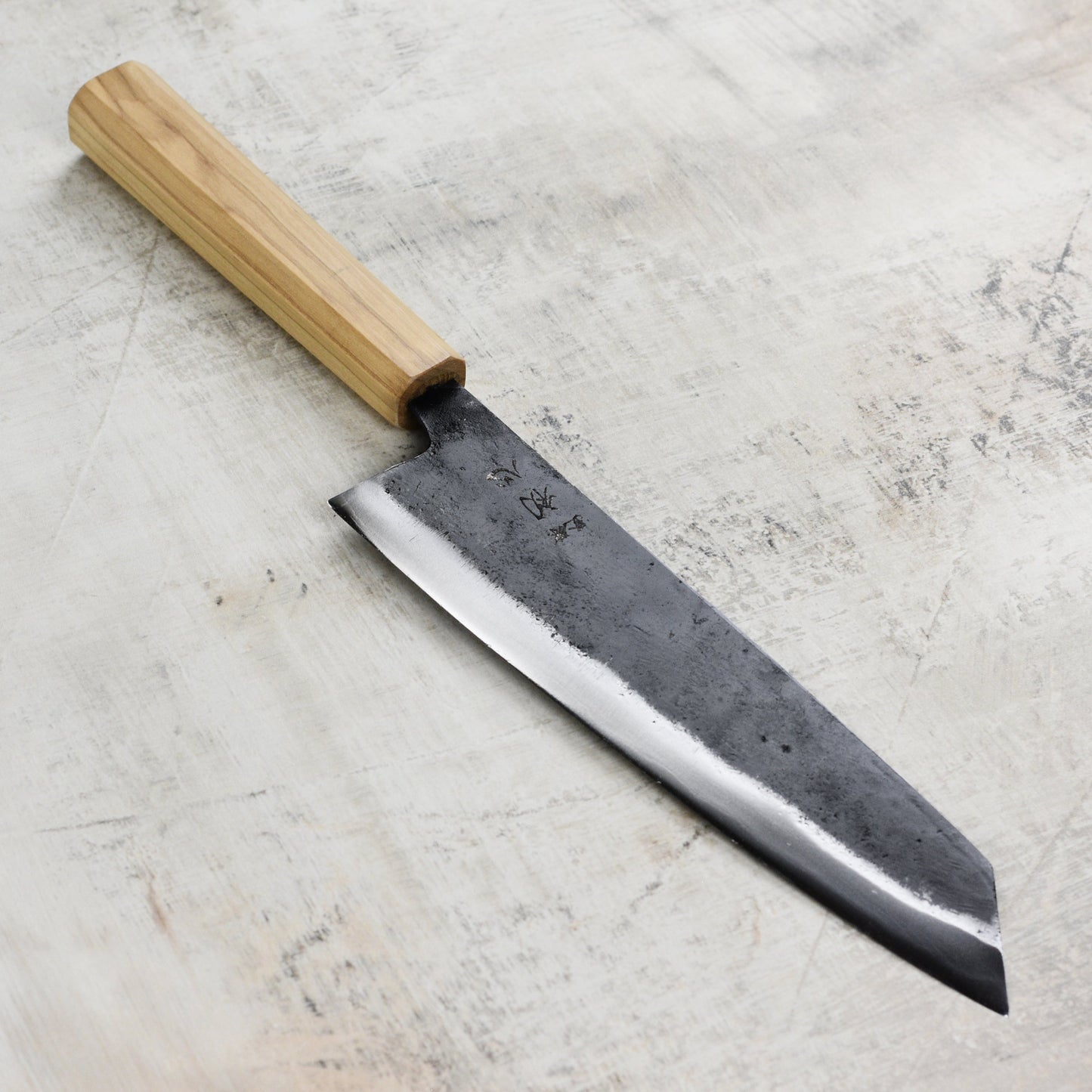 Hatsukokoro Kurogane Aogami #2 Kurouchi 8.25" Kiritsuke Gyuto, Olivewood