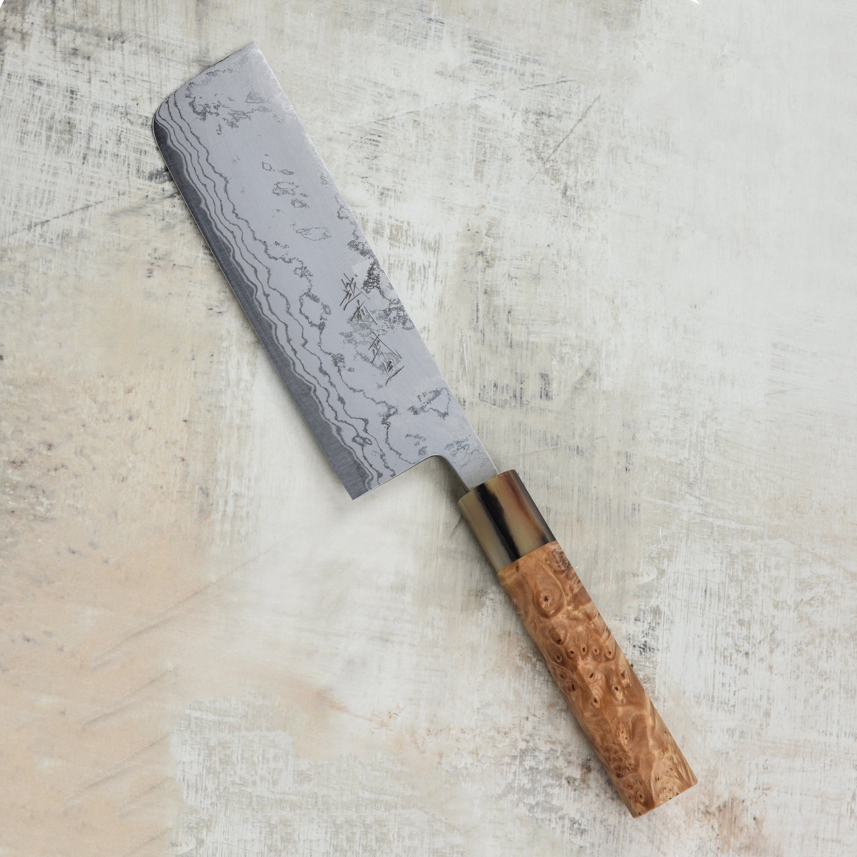 Shiro Kamo Shirogami #2 Damascus 6.5" Nakiri
