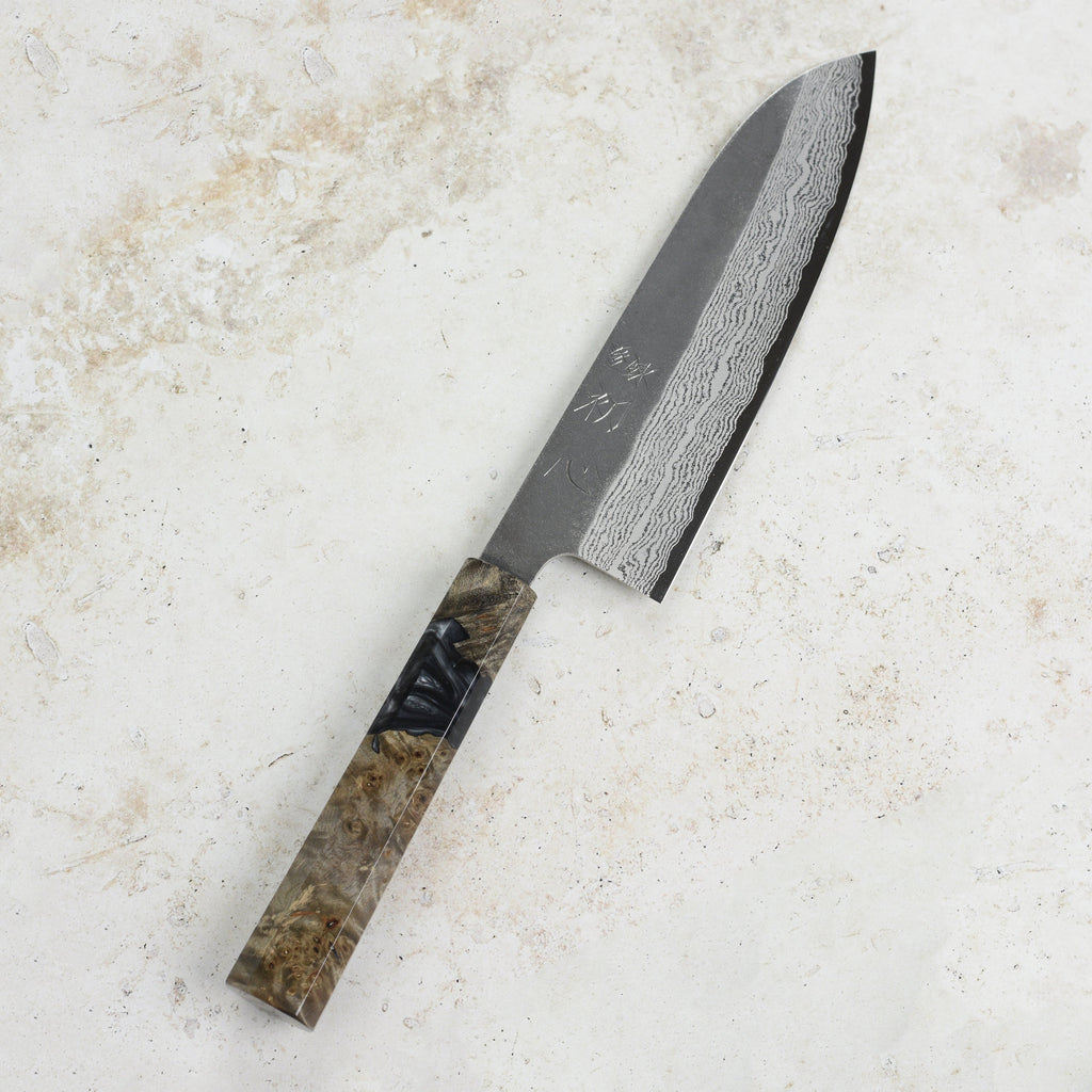 Hatsukokoro Atelier Kurouchi Damascus 6.7" Santoku