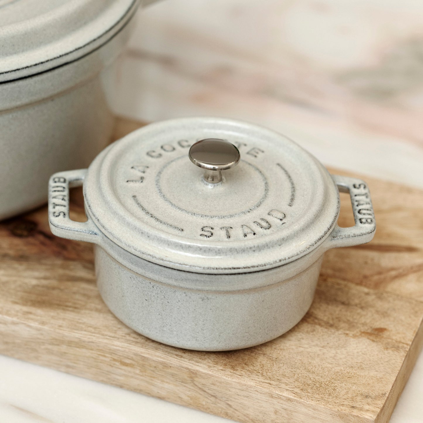 Staub 0.25-quart White Truffle Mini Round Dutch Oven