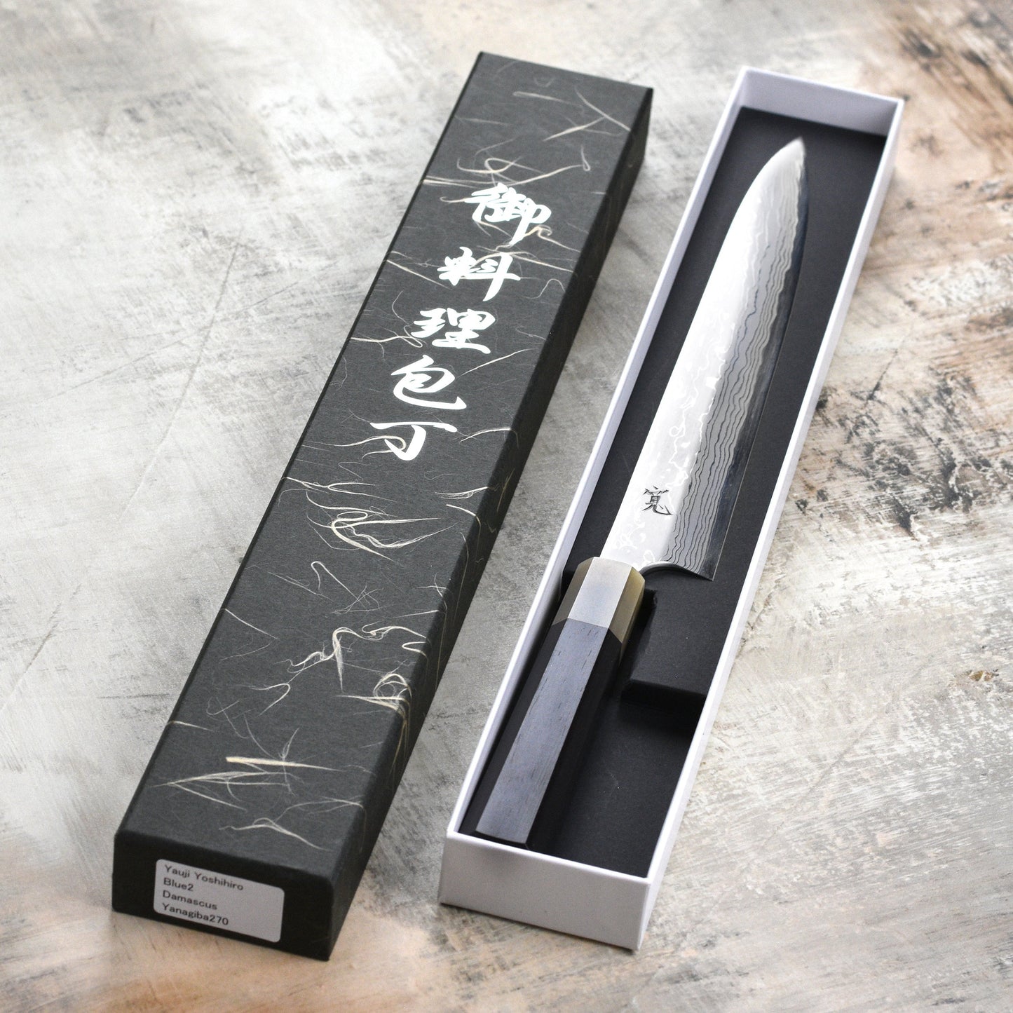 Hatsukokoro x Yauji Aogami #2 Damascus 10.6" Single-Bevel Yanagiba