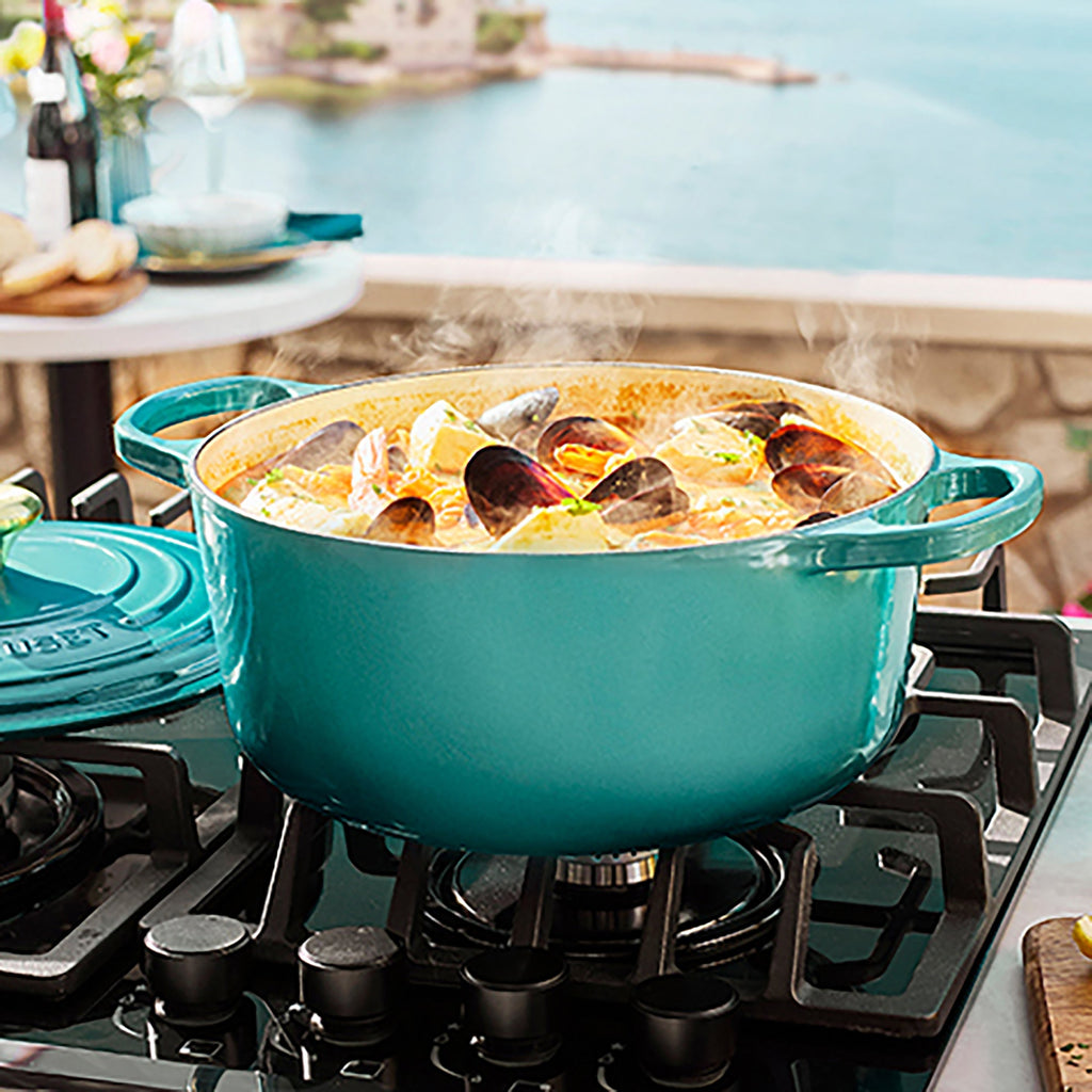 Le Creuset Signature Cast Iron 7.25-quart Bleu Riviera Round Dutch Oven