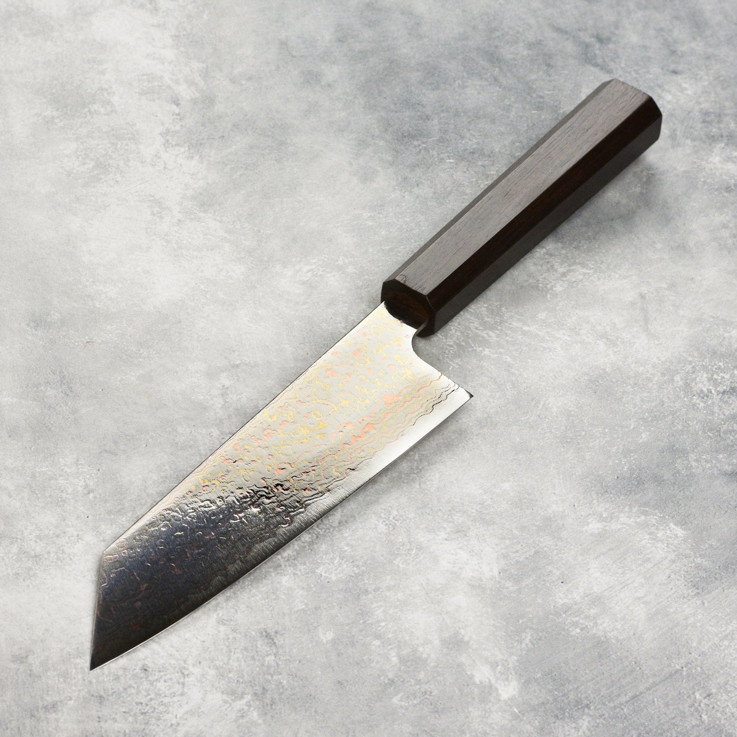 Saji Rainbow Damascus 6.7" Bunka, Ebony