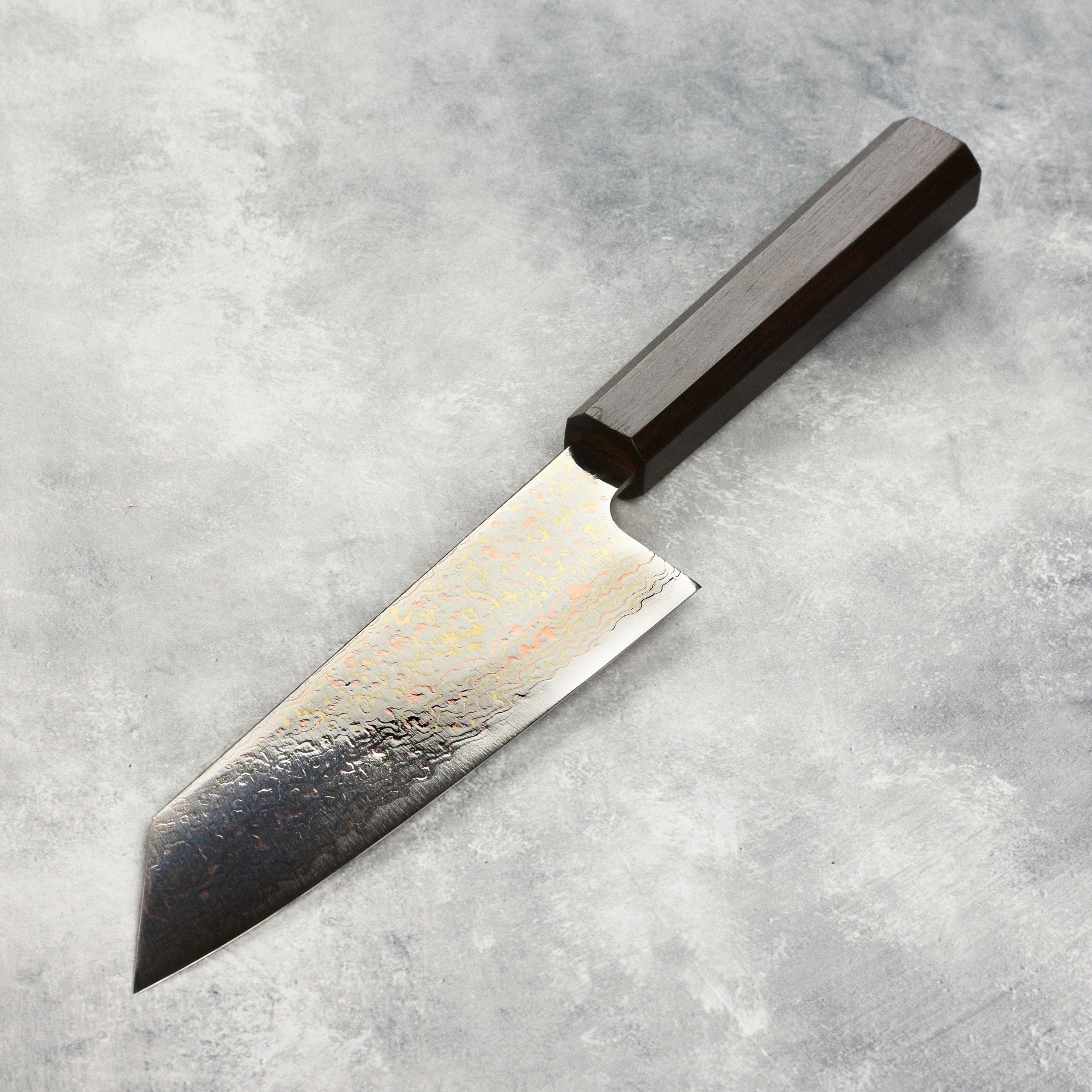 Saji Rainbow Damascus 6.7" Bunka, Ebony