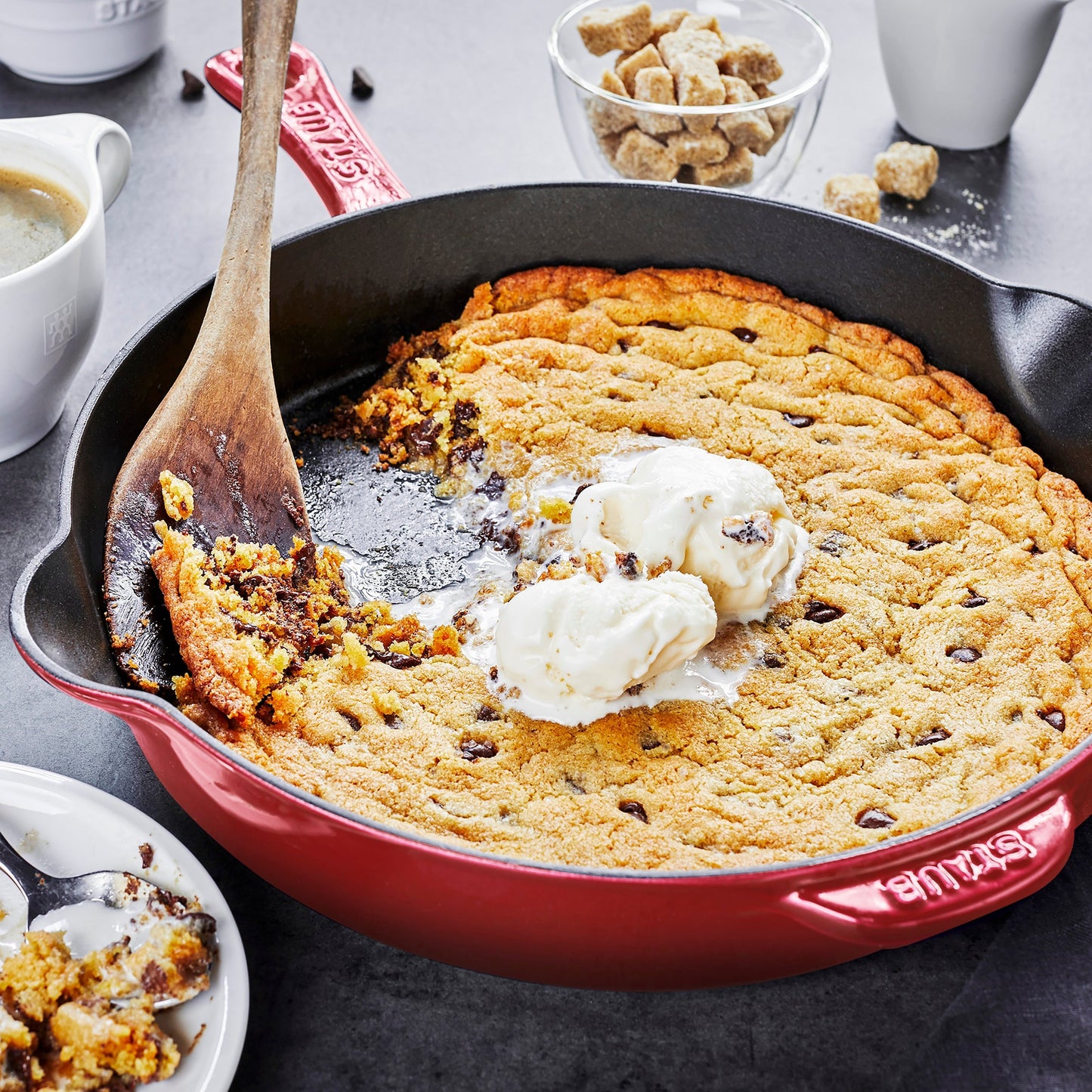 Staub 11" Cherry Red Cast Iron Deep Traditional Skillet