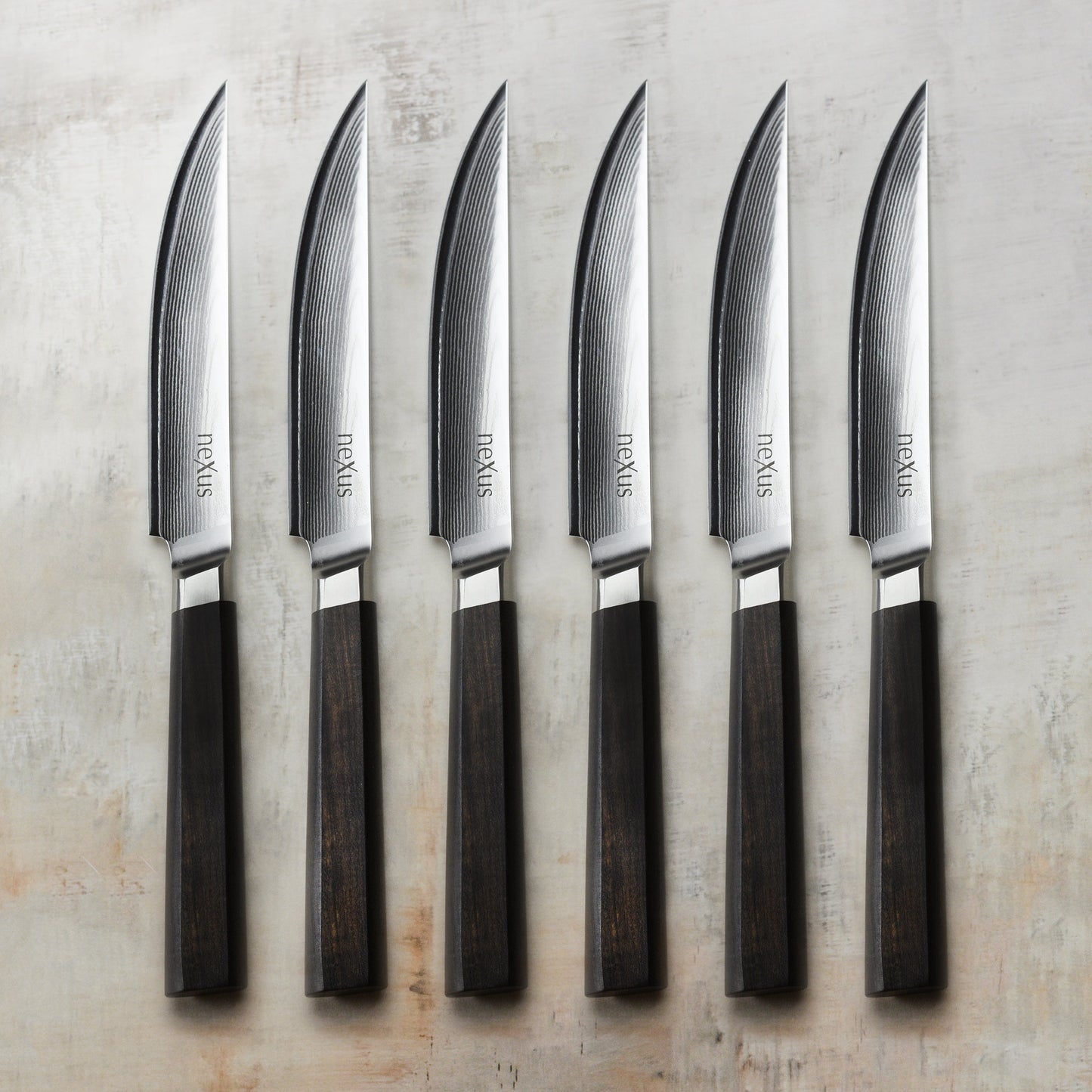 Nexus 6 Piece Damascus Steak Knife Set with Case