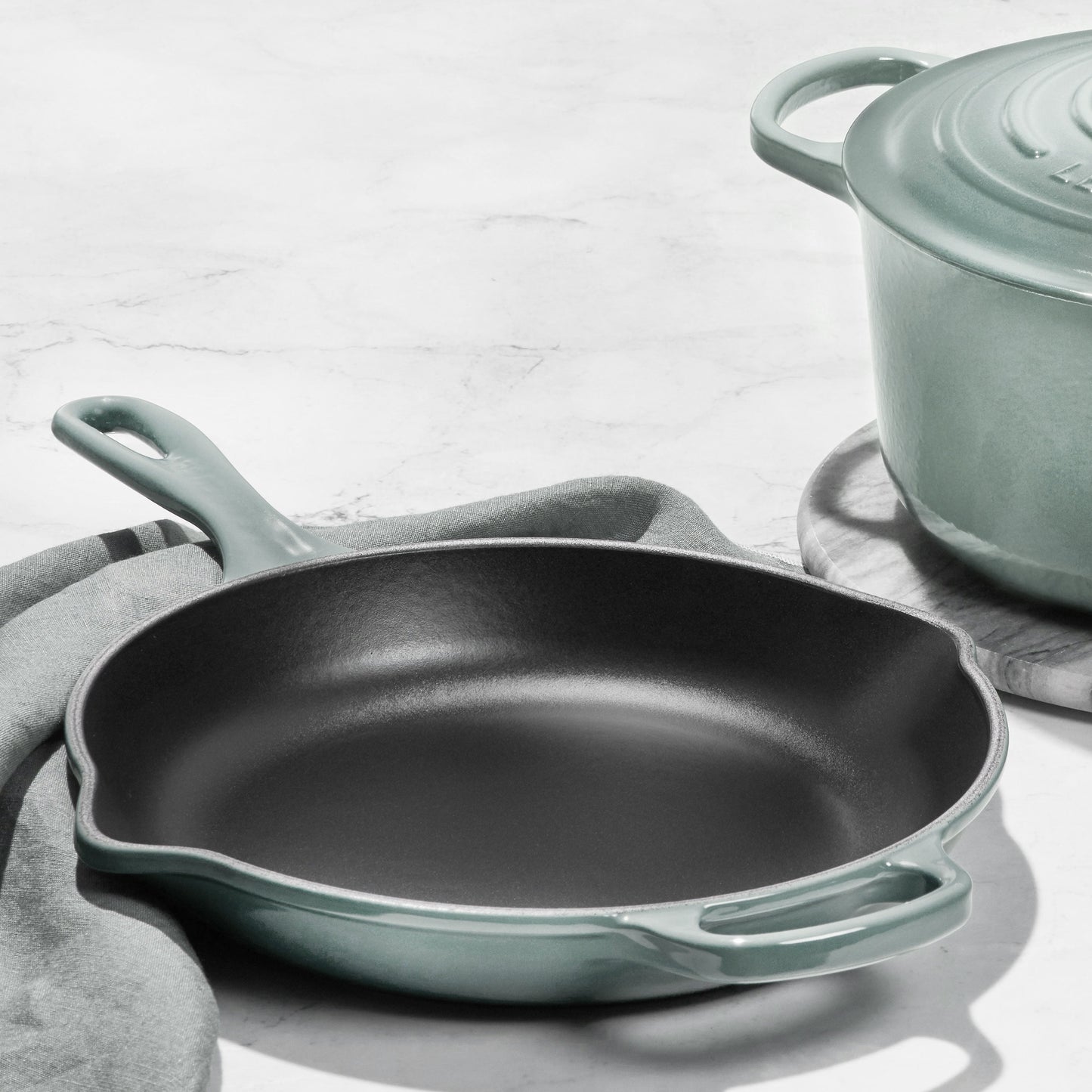 Le Creuset Signature Cast Iron 10.25" Sea Salt Iron Handle Skillet