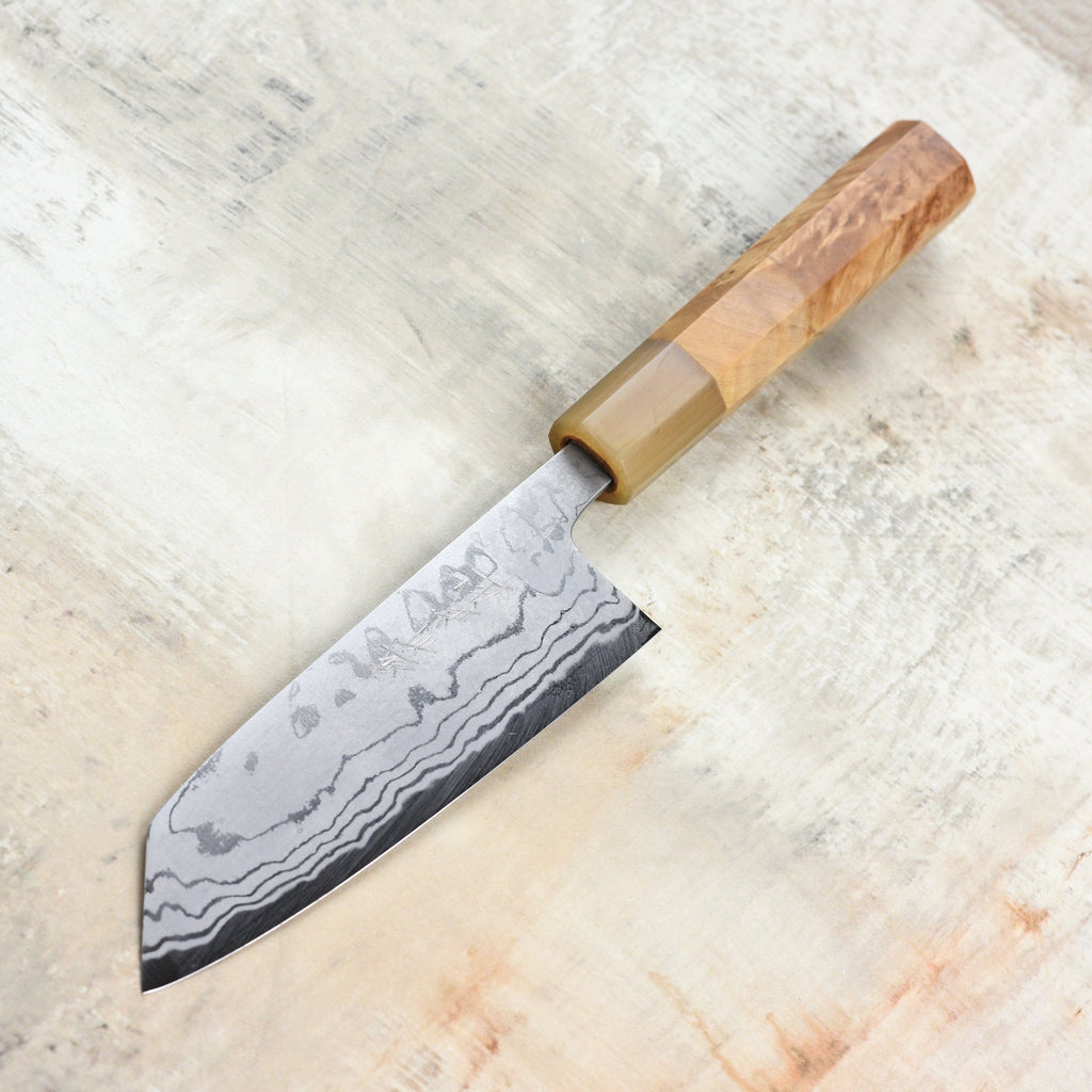 Shiro Kamo Shirogami #2 Damascus 5.1" Ko-Bunka
