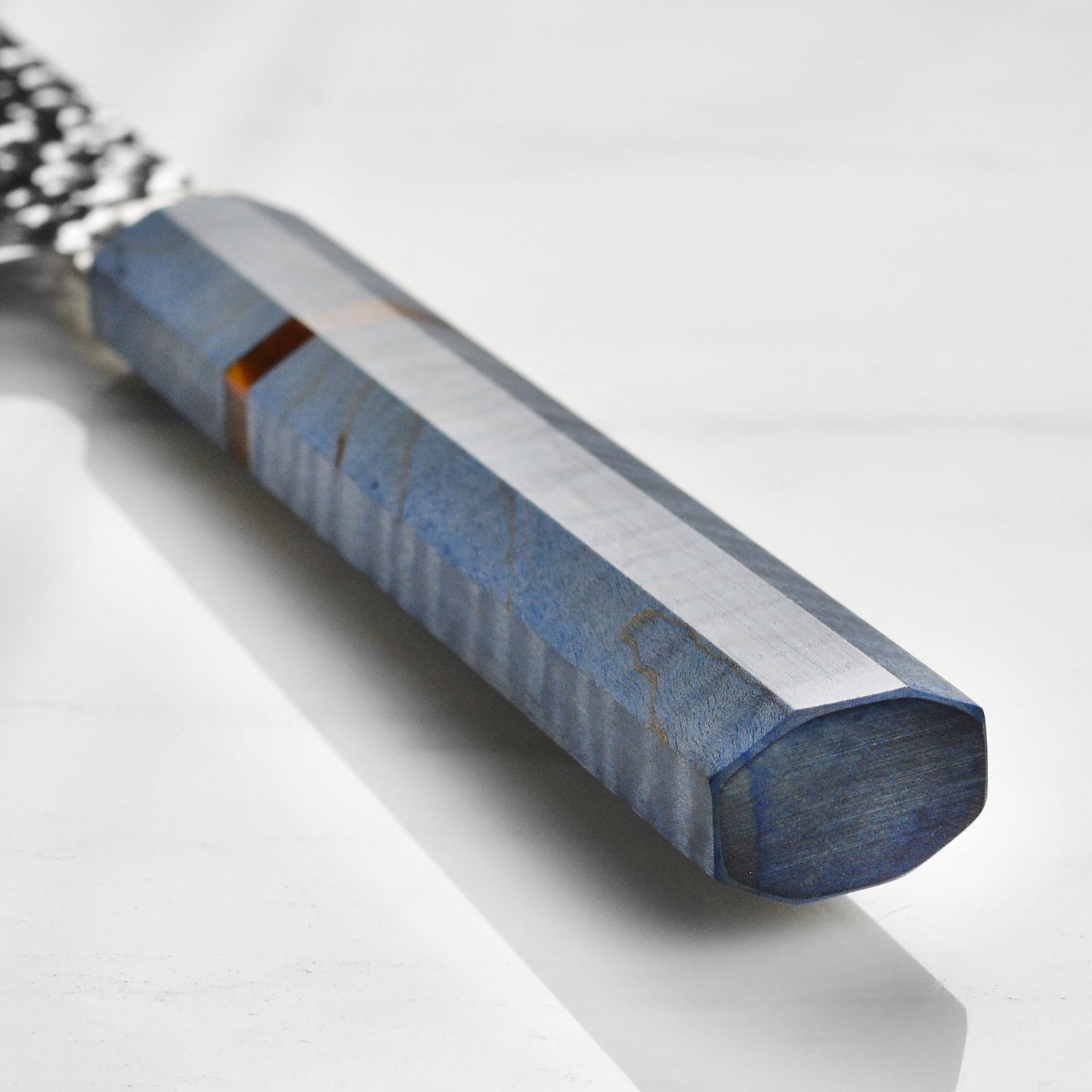 Takayuki Tsuchime Damascus 6.7" Nakiri, Blue Stabilized Handle