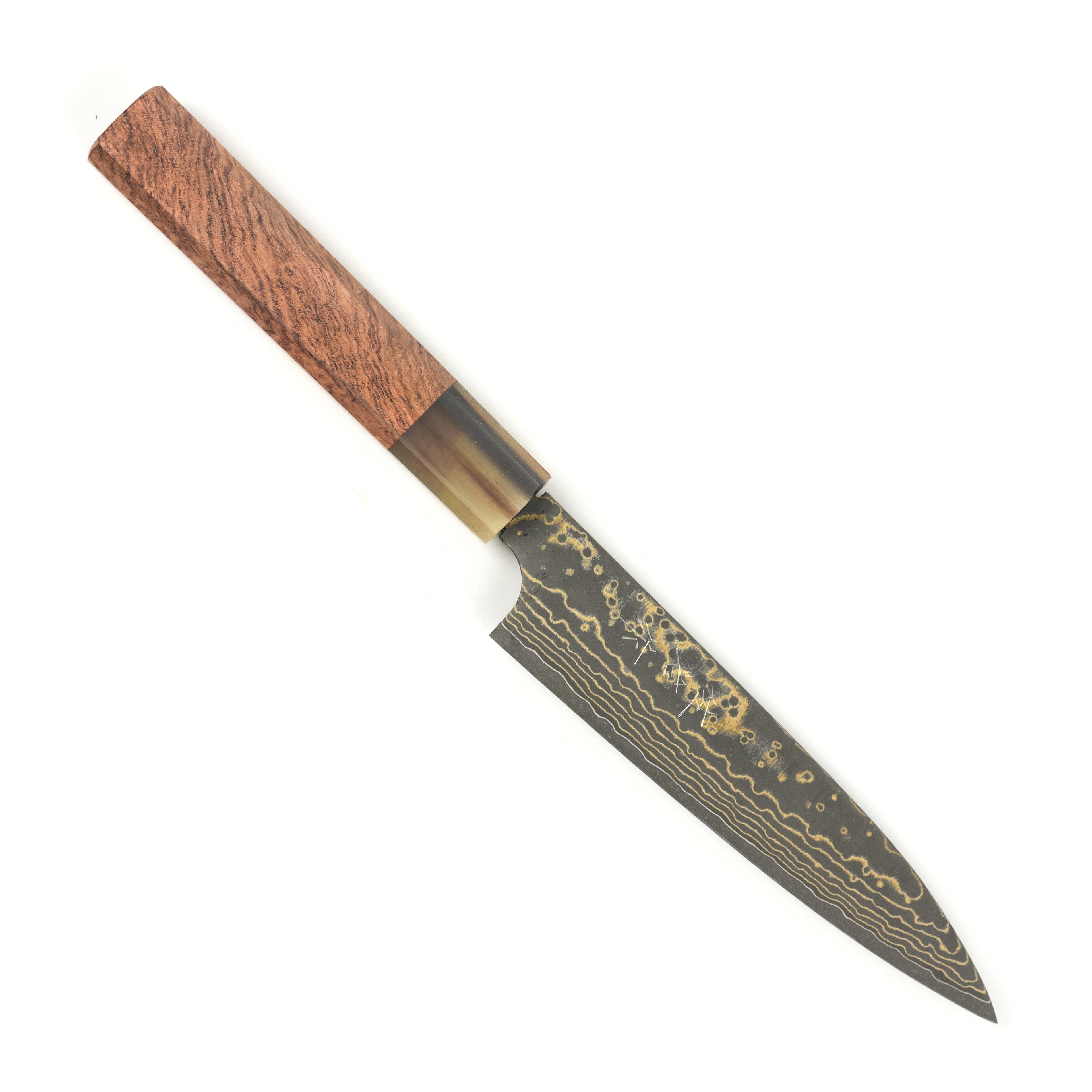 Saji Black Gold Damascus 5.1" Petty, Quince Wood