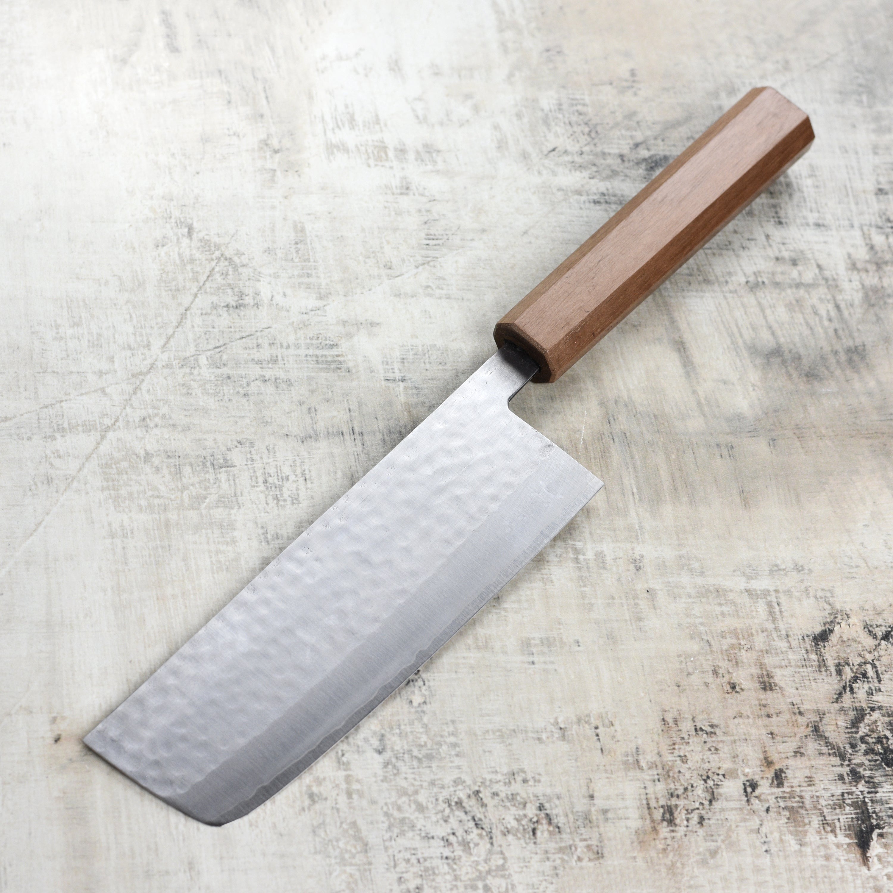 Masutani VG1 Hammered 6.7" Tall Nakiri, Octagonal Walnut Handle