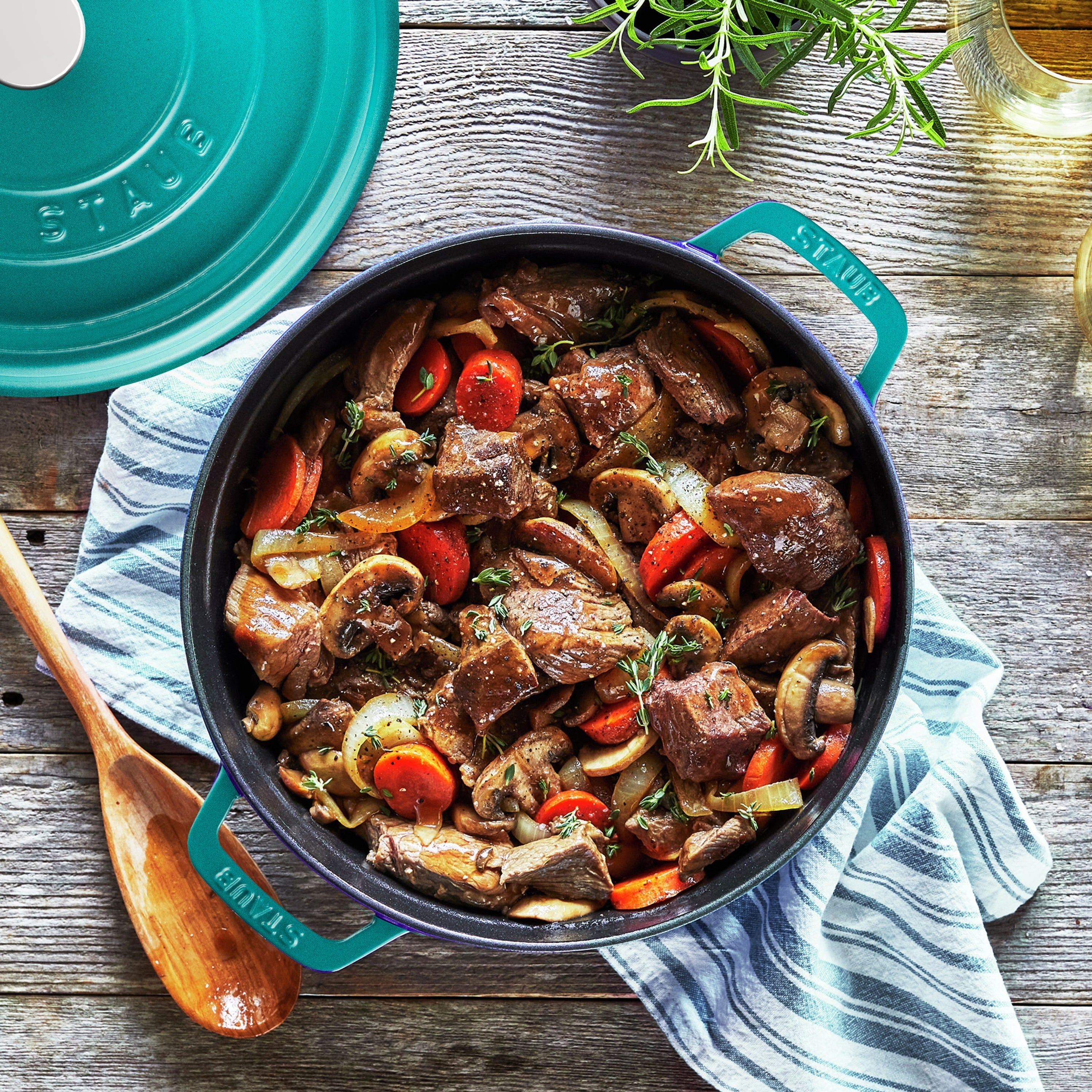 Staub 4-quart Turquoise Round Dutch Oven with Lid Holder