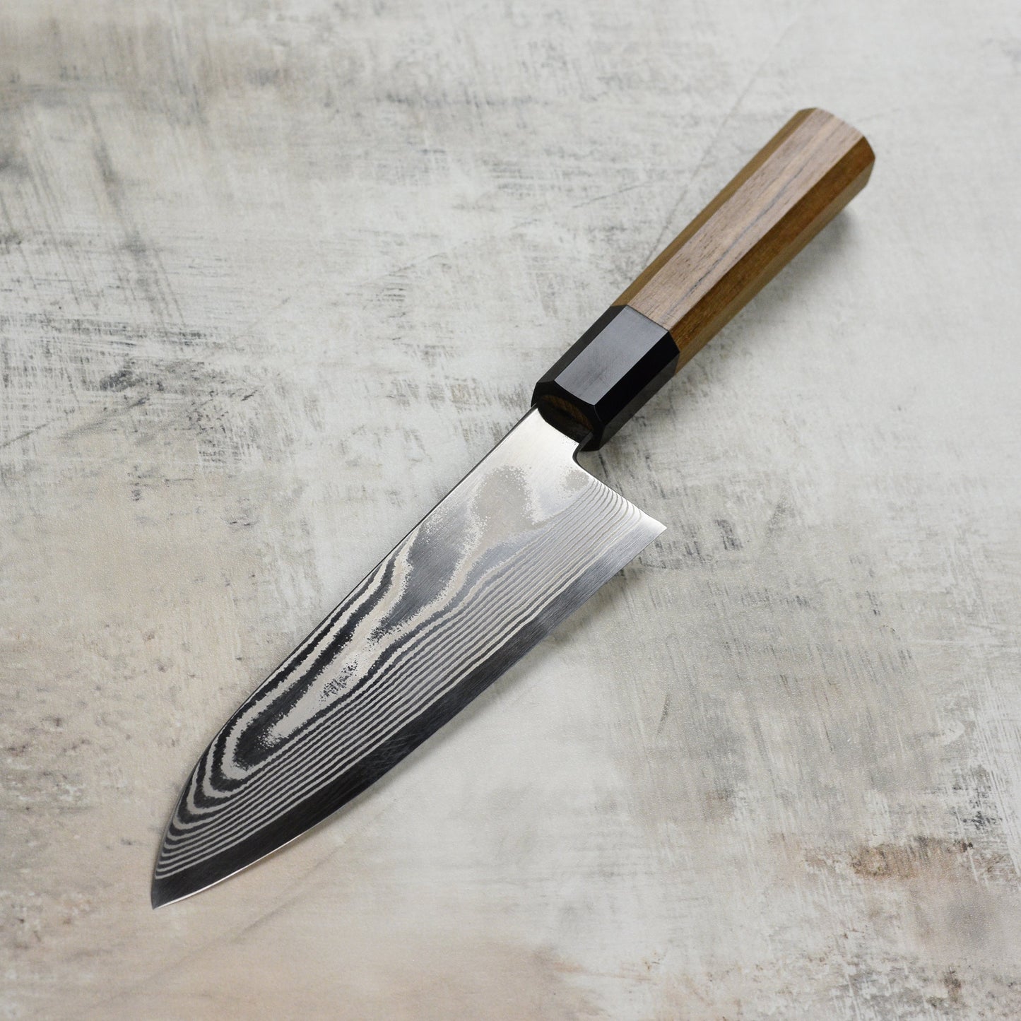 Hatsukokoro Ginsou Ginsan Damascus 7" Santoku