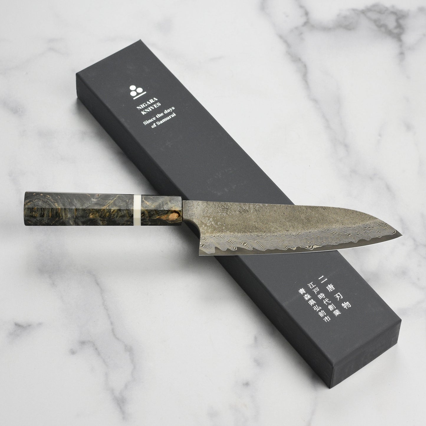 Nigara Ginsan Kurozome Damascus 7" Santoku
