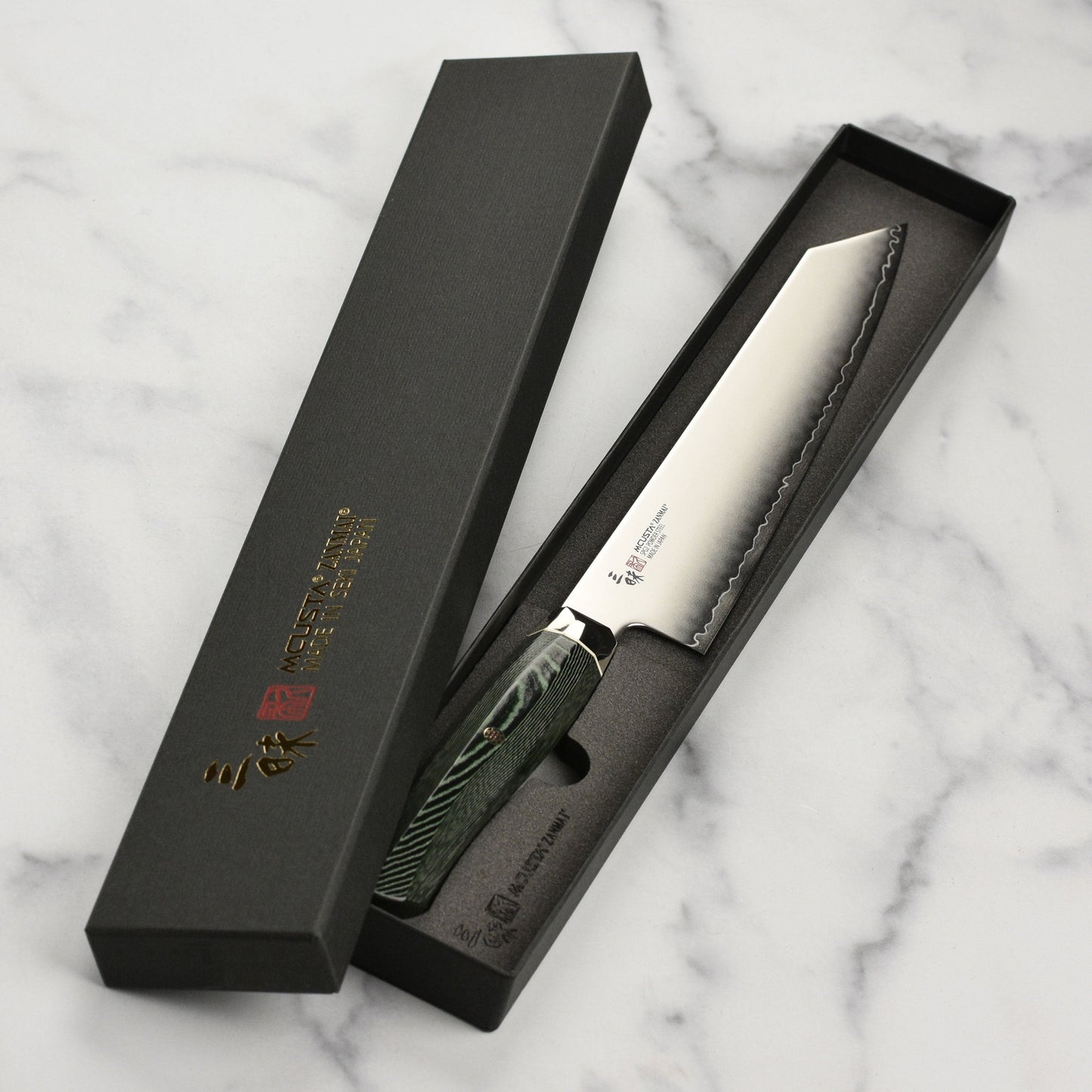 Zanmai Revolution SG2 9" Kiritsuke with Green Micarta Handle