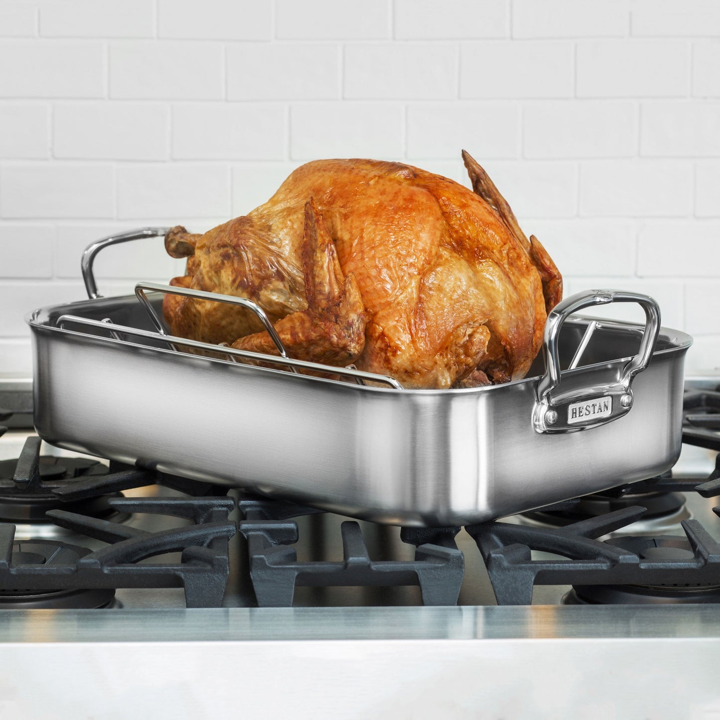 Hestan Tri-Ply Roasting Pan with Rack, 16.5x11.75"