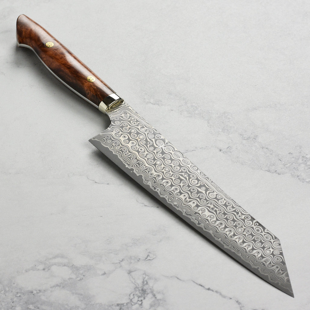 Nigara Anmon SG2 Damascus 9.4" Kiritsuke, Quince Wood