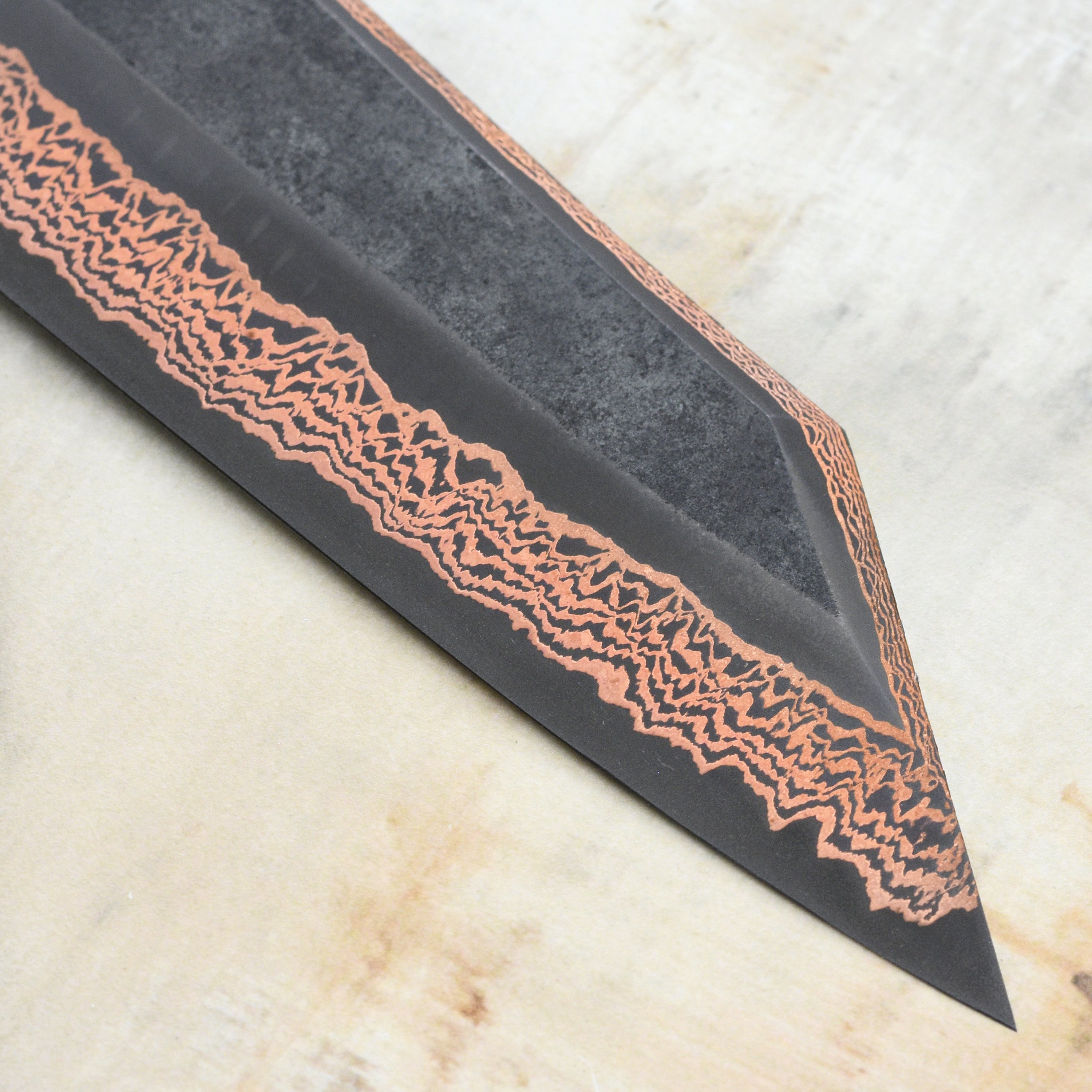 Hatsukokoro Yorokobi SLD Kurouchi Copper Damascus 9.4" Kiritsuke