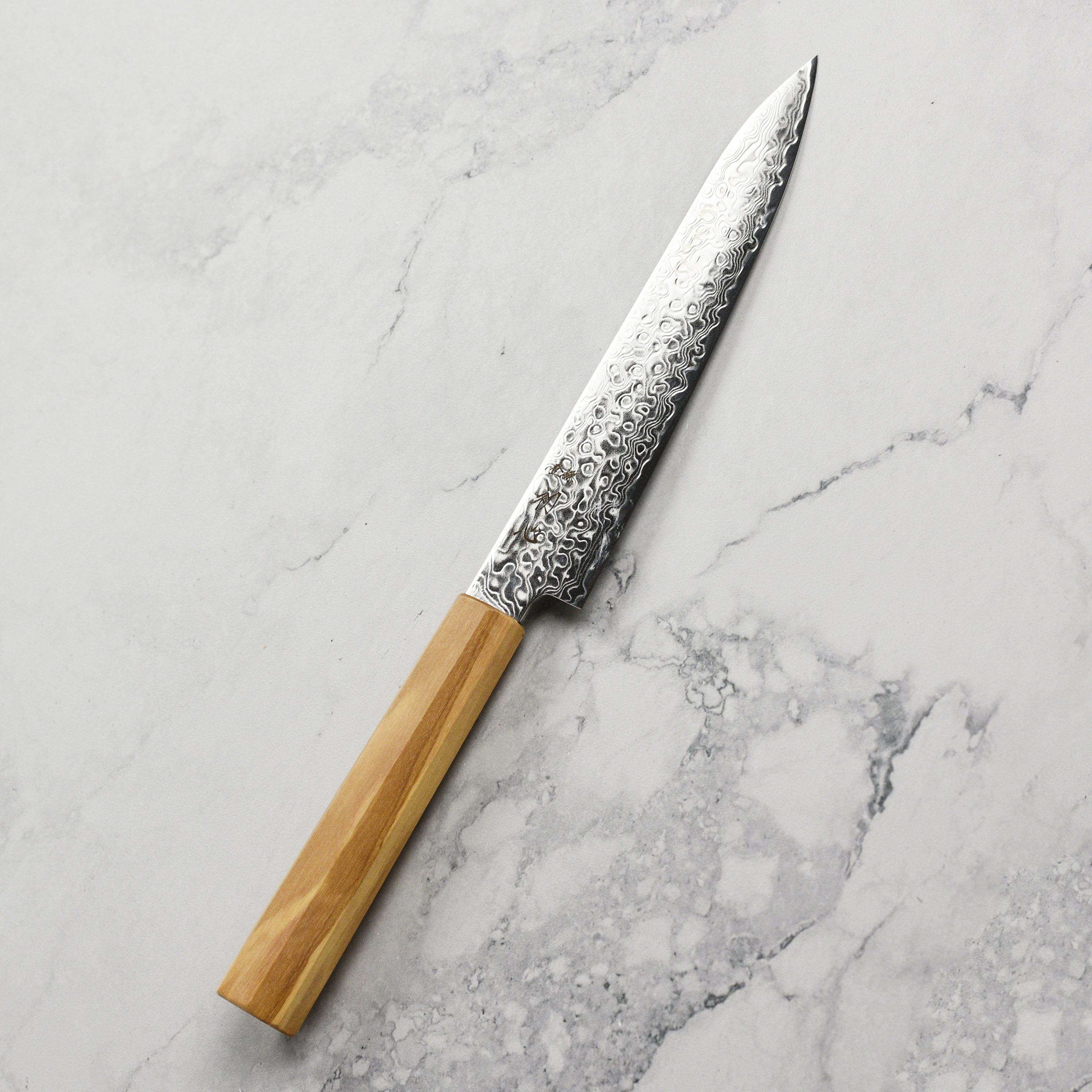 Hatsukokoro Ryuhyo SG2 Damascus 5.9" Petty, Olivewood