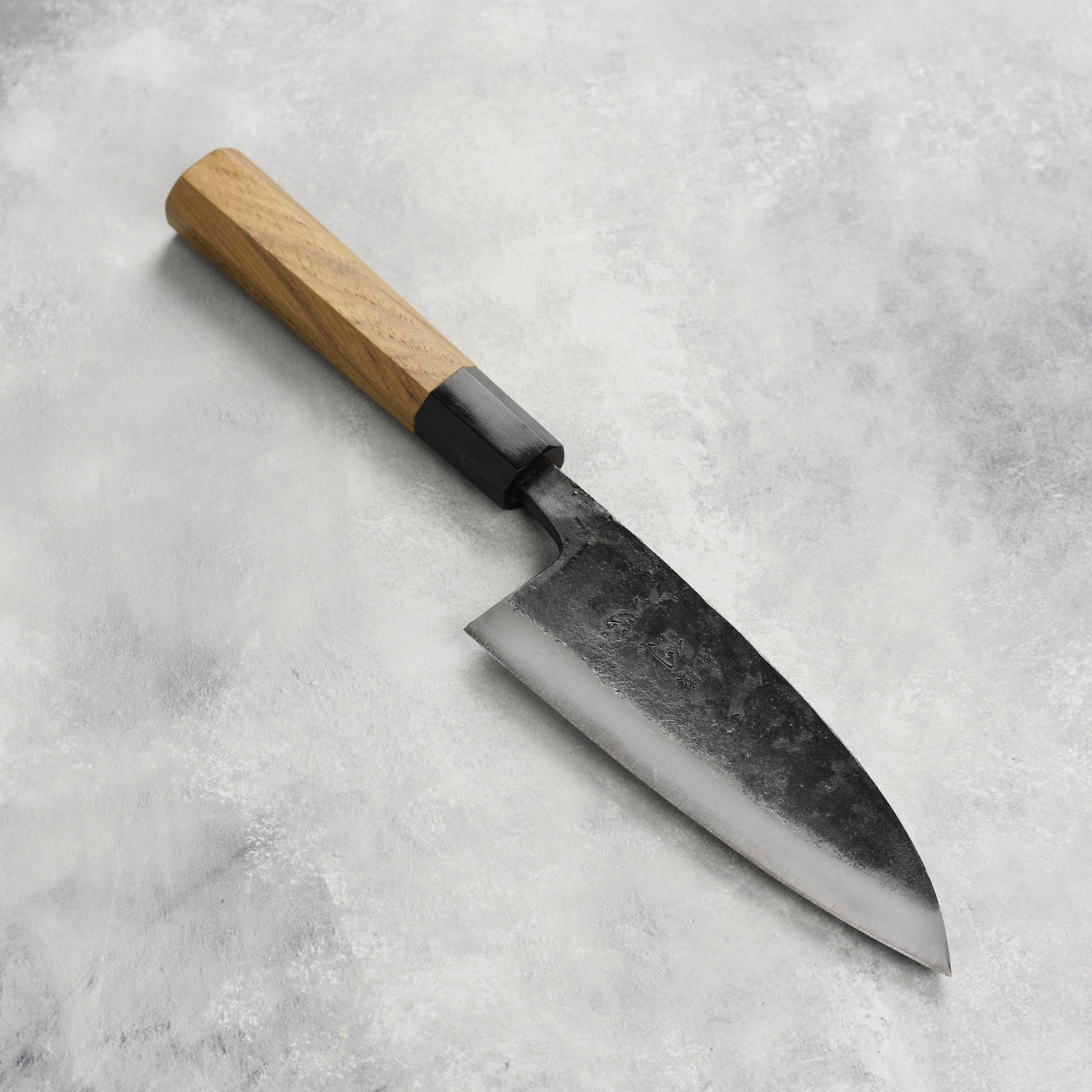 Hatsukokoro Kurokaze Aogami #2 Kurouchi 5.9" Double Bevel Deba, Teak