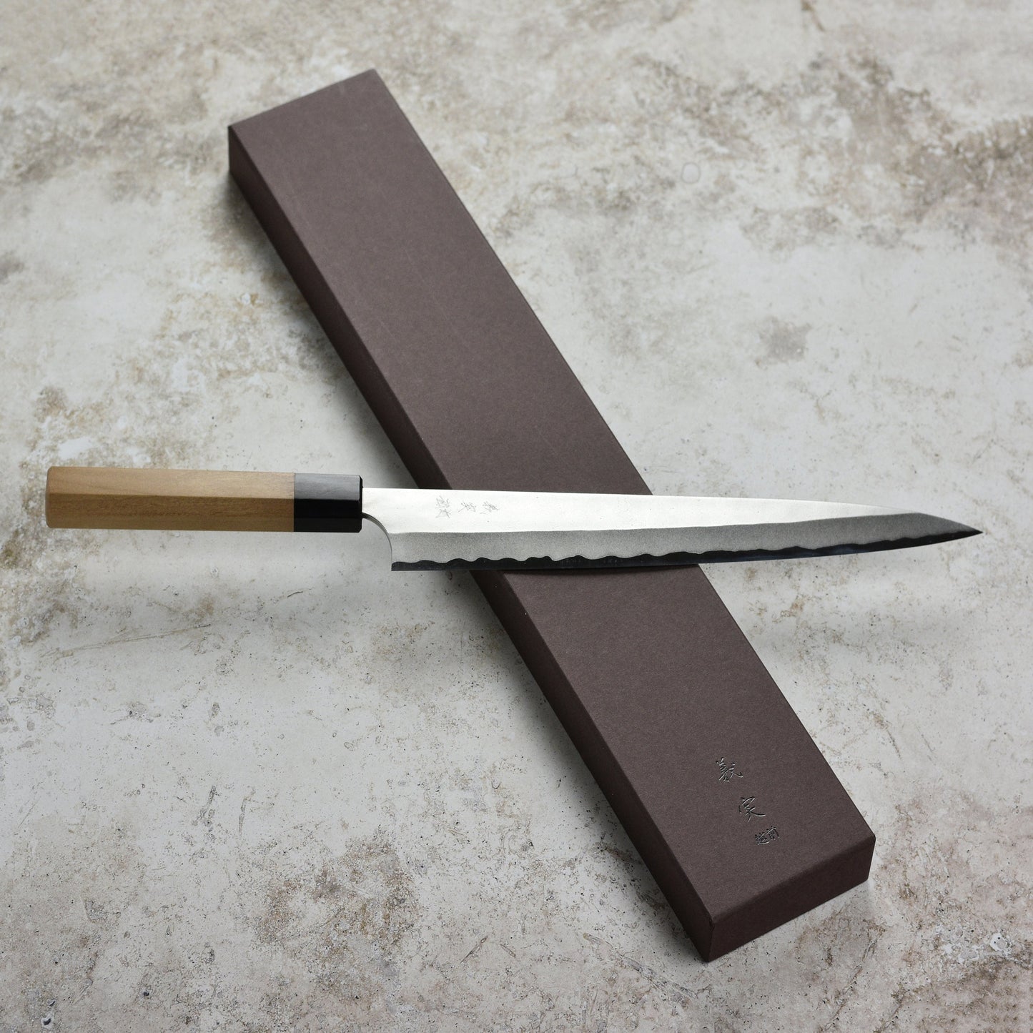 Yoshimi Kato Aogami Super Nashiji Stainless Clad 10.6" Sujihiki