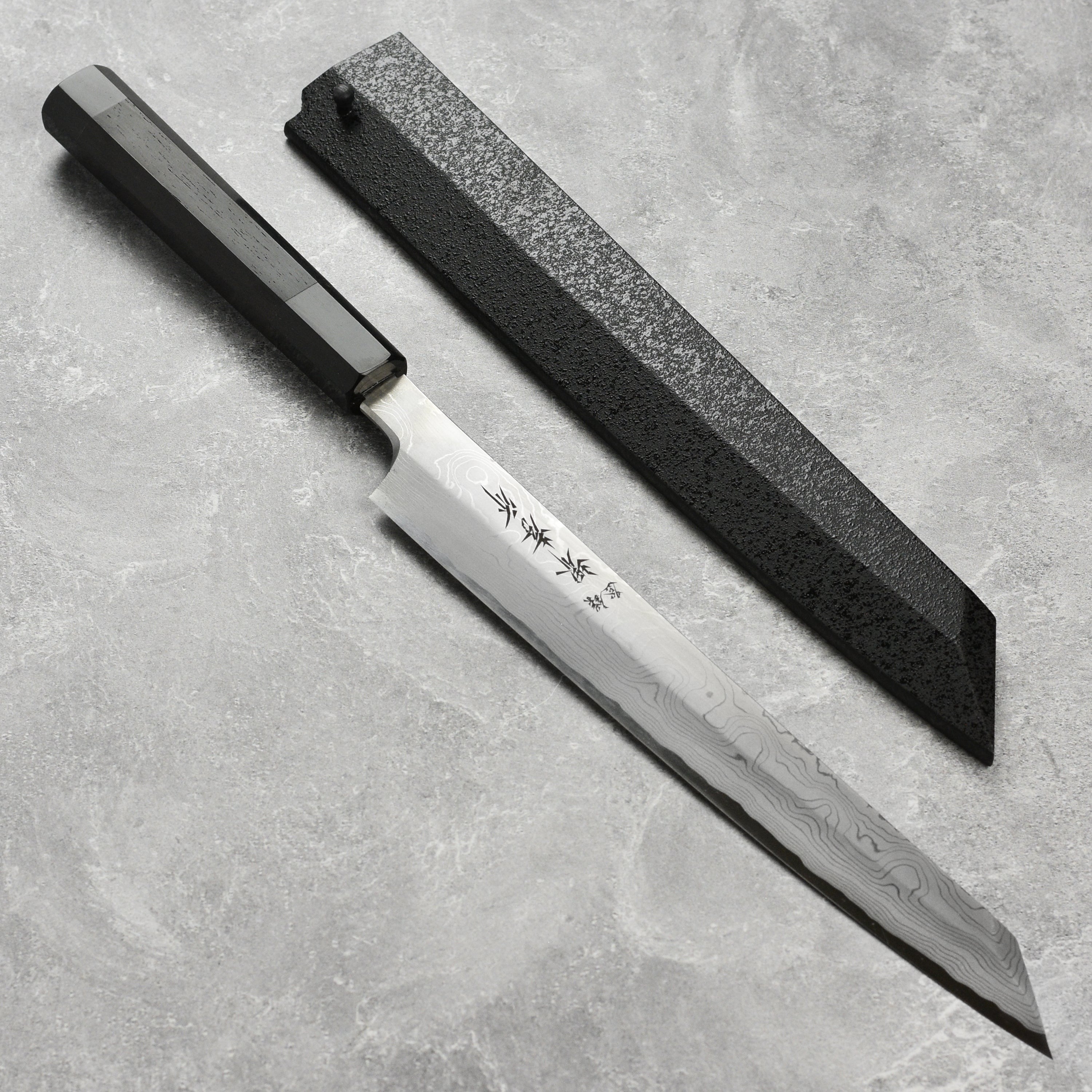 Takayuki Seiryu Aogami #2 Damascus Single-Bevel 10.6" Kengata Yanagiba with Saya