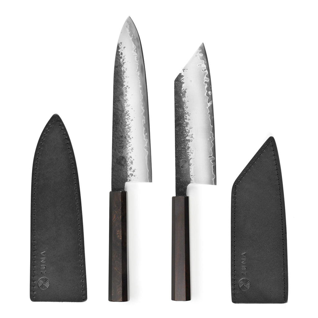 Zuma Black Forged Bunka & Chef's Knife Set with Sheaths