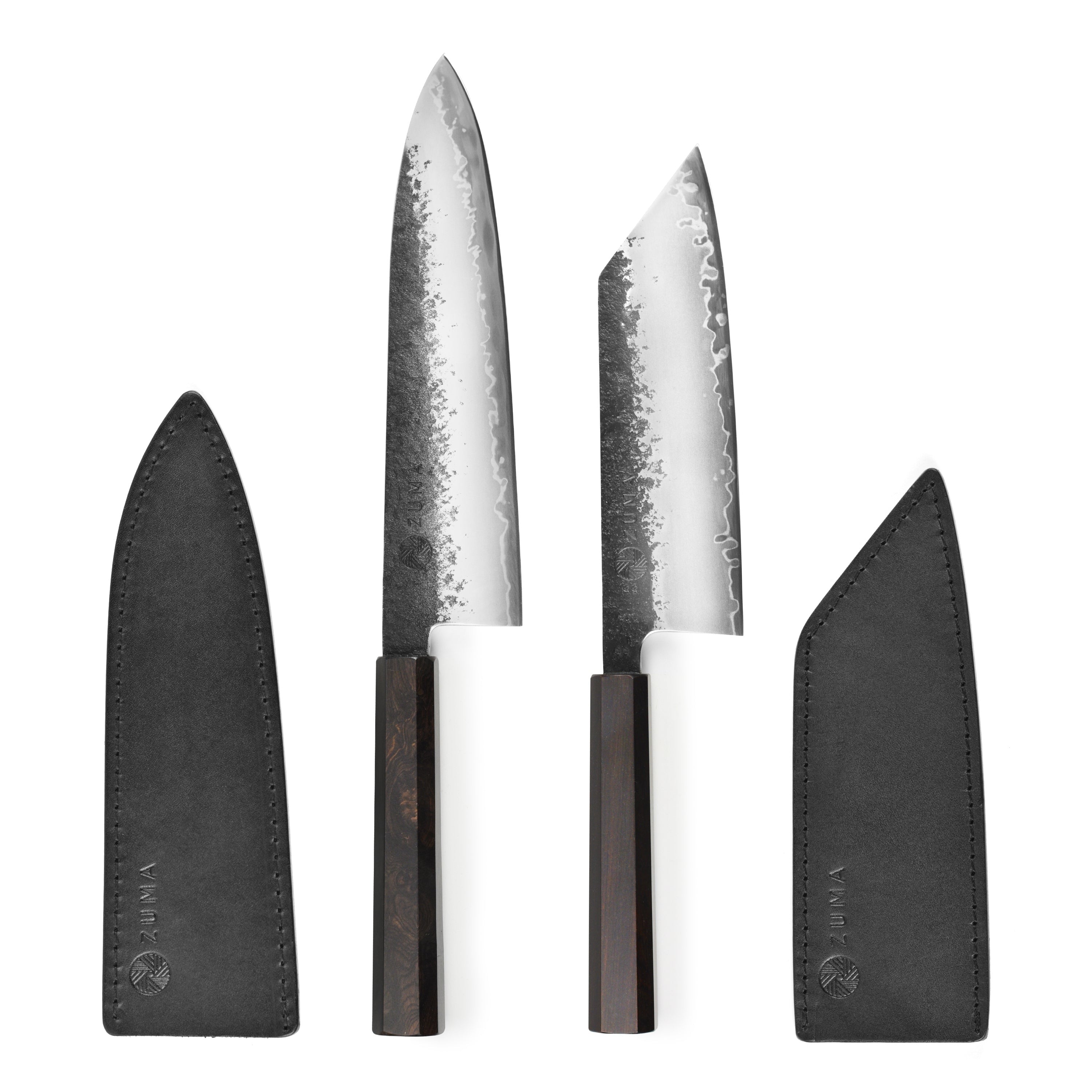 Zuma Black Forged Bunka & Chef's Knife Set with Sheaths