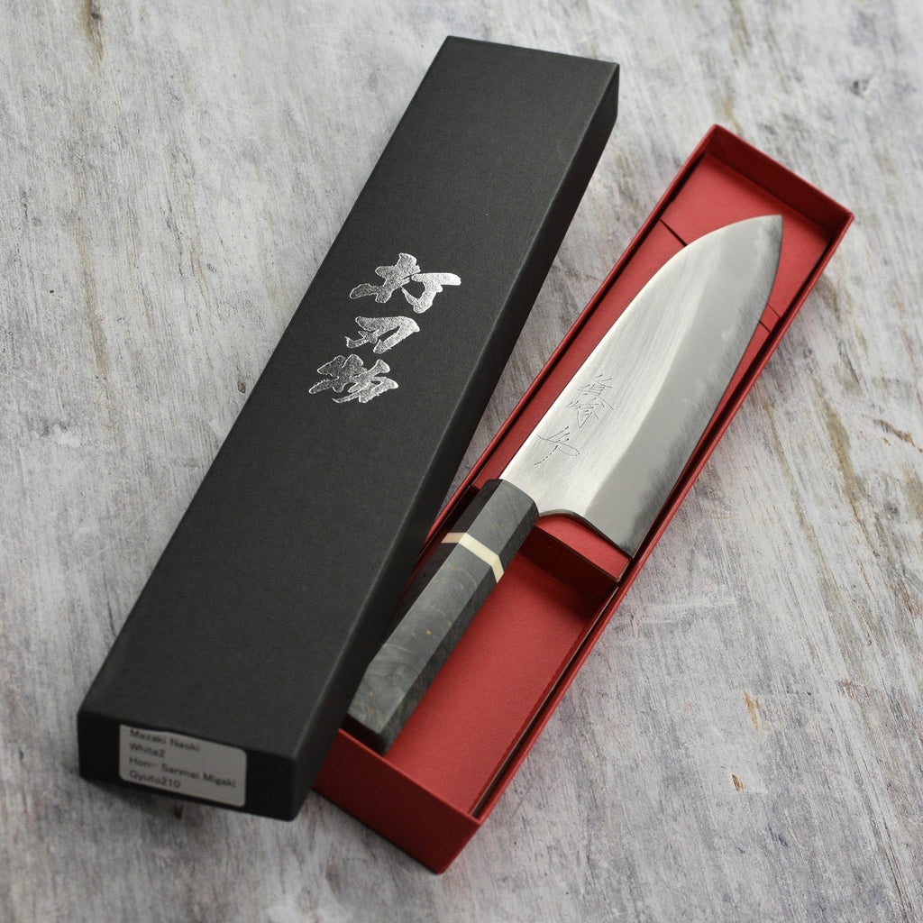 Mazaki Hon-Sanmai Shirogami #2 Migaki 8.25" Gyuto
