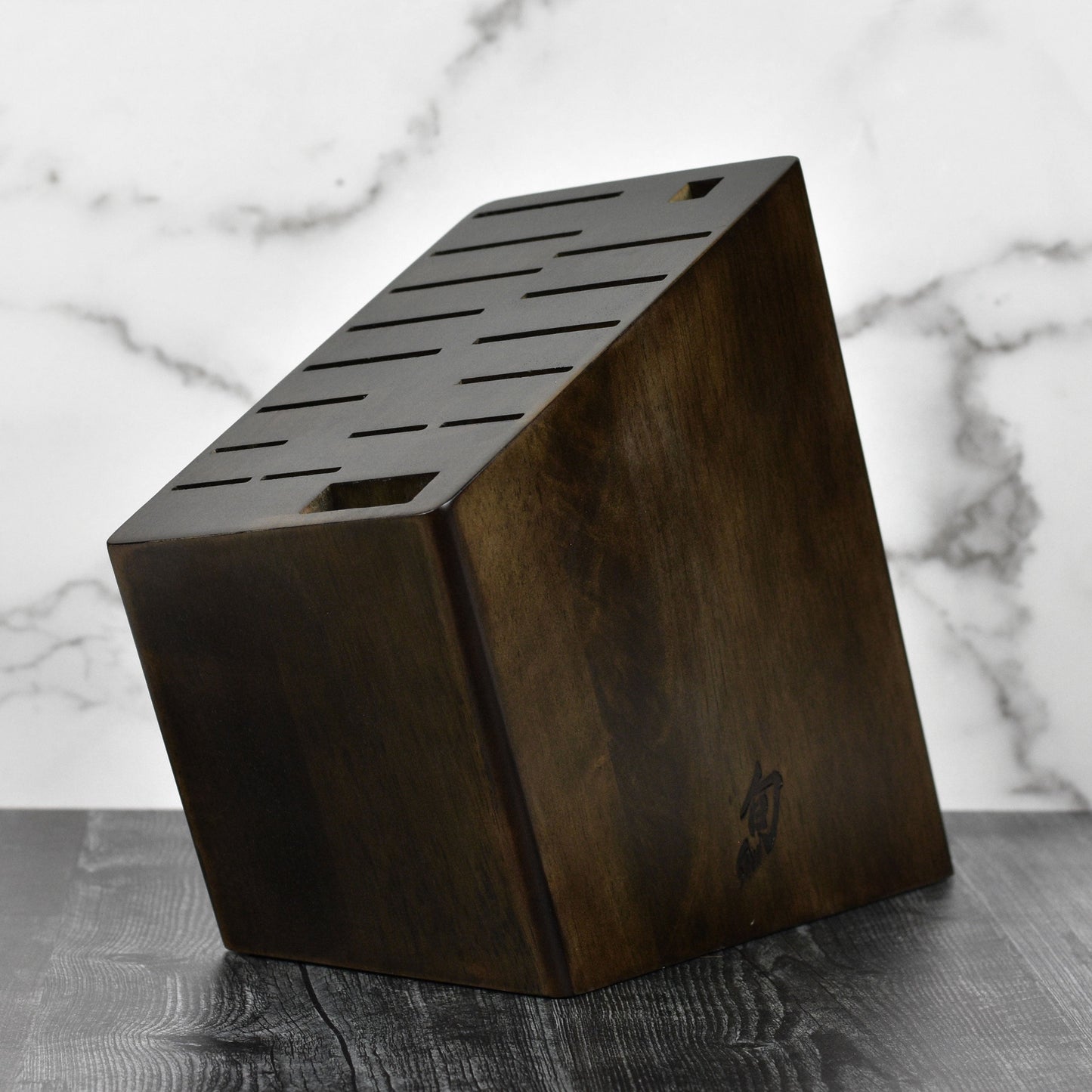 Shun 17 Slot Angled Knife Block, Walnut Finish