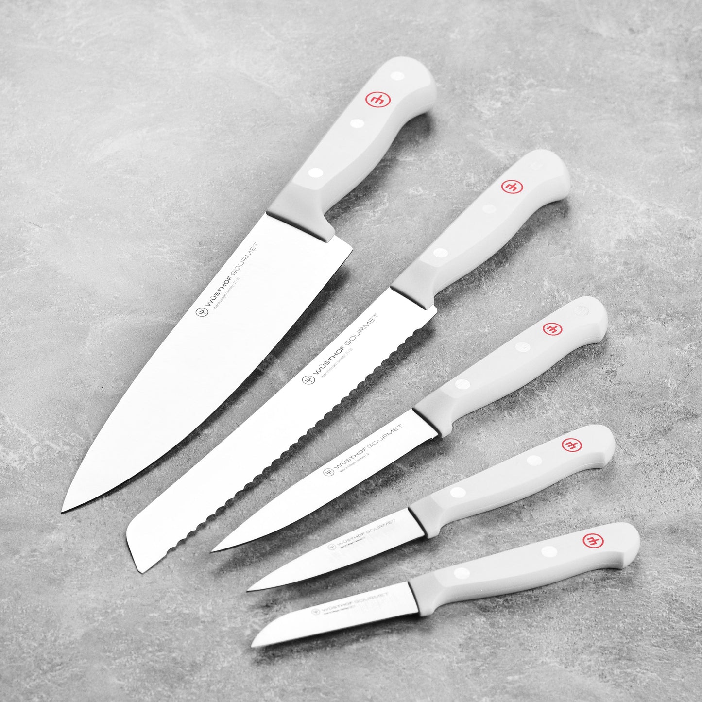 Wusthof Gourmet 12 Piece Knife Block Set, White Handles