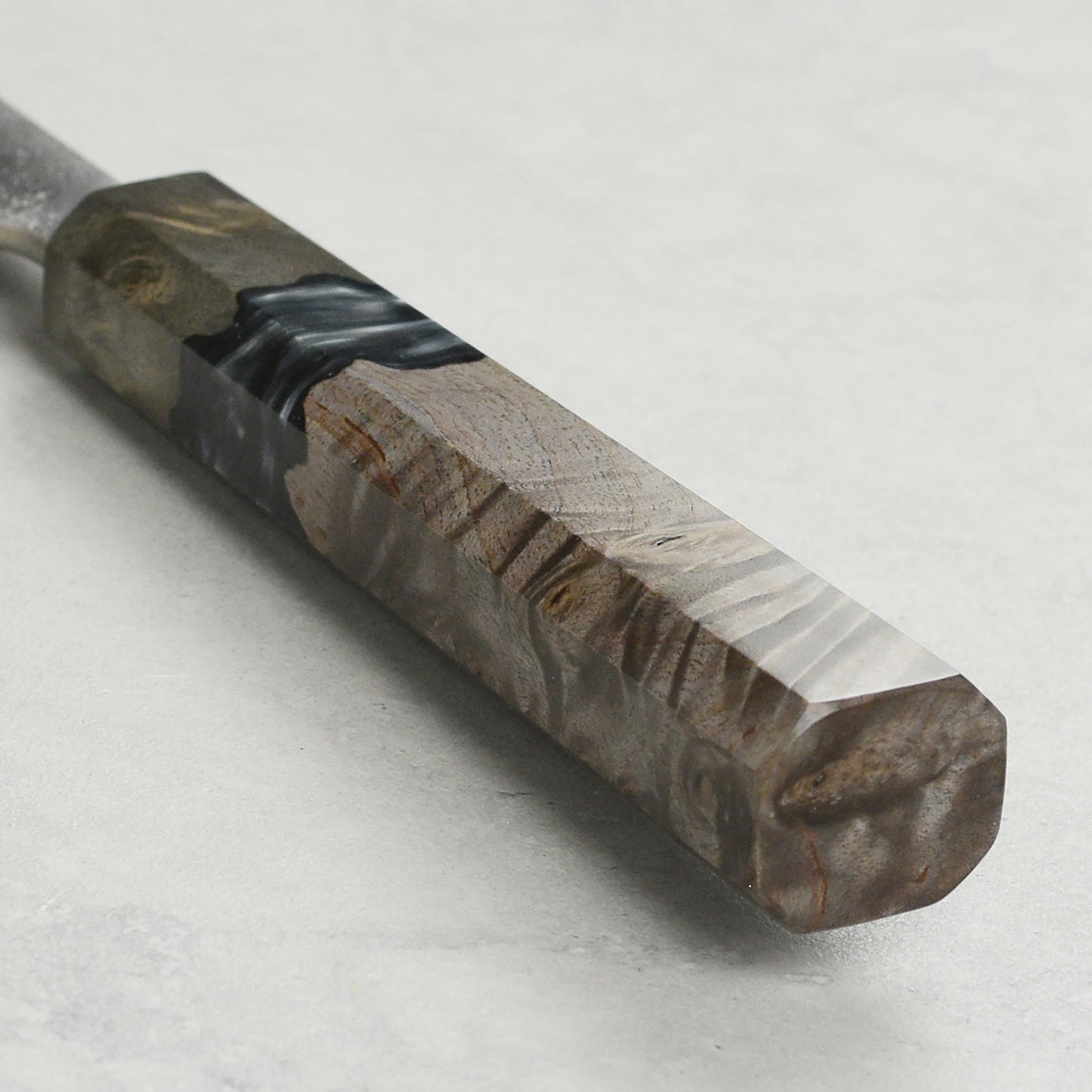 Yoshikane SKD Nashiji Stainless Clad 6.5" Santoku, Stabilized Birch
