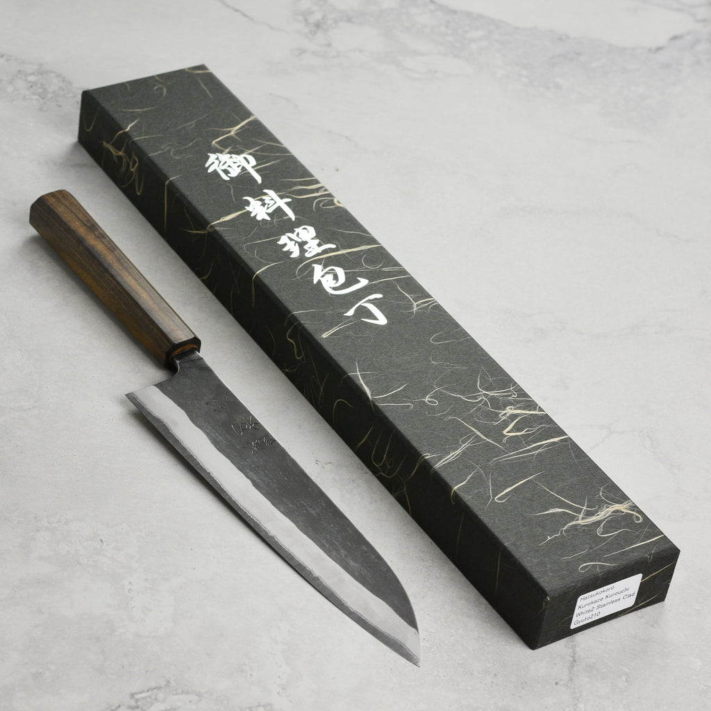 Hatsukokoro Kurokaze Shirogami #2 Kurouchi Stainless Clad 8.25" Gyuto