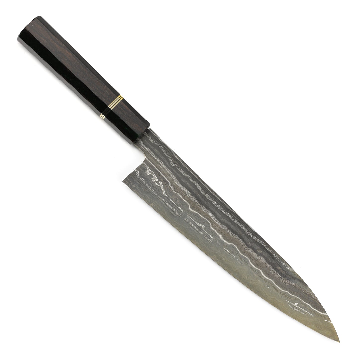 Shoichi Hashimoto Tatsuse Aogami #2 + Shirogami #2 Coreless Damascus 9.4" Gyuto
