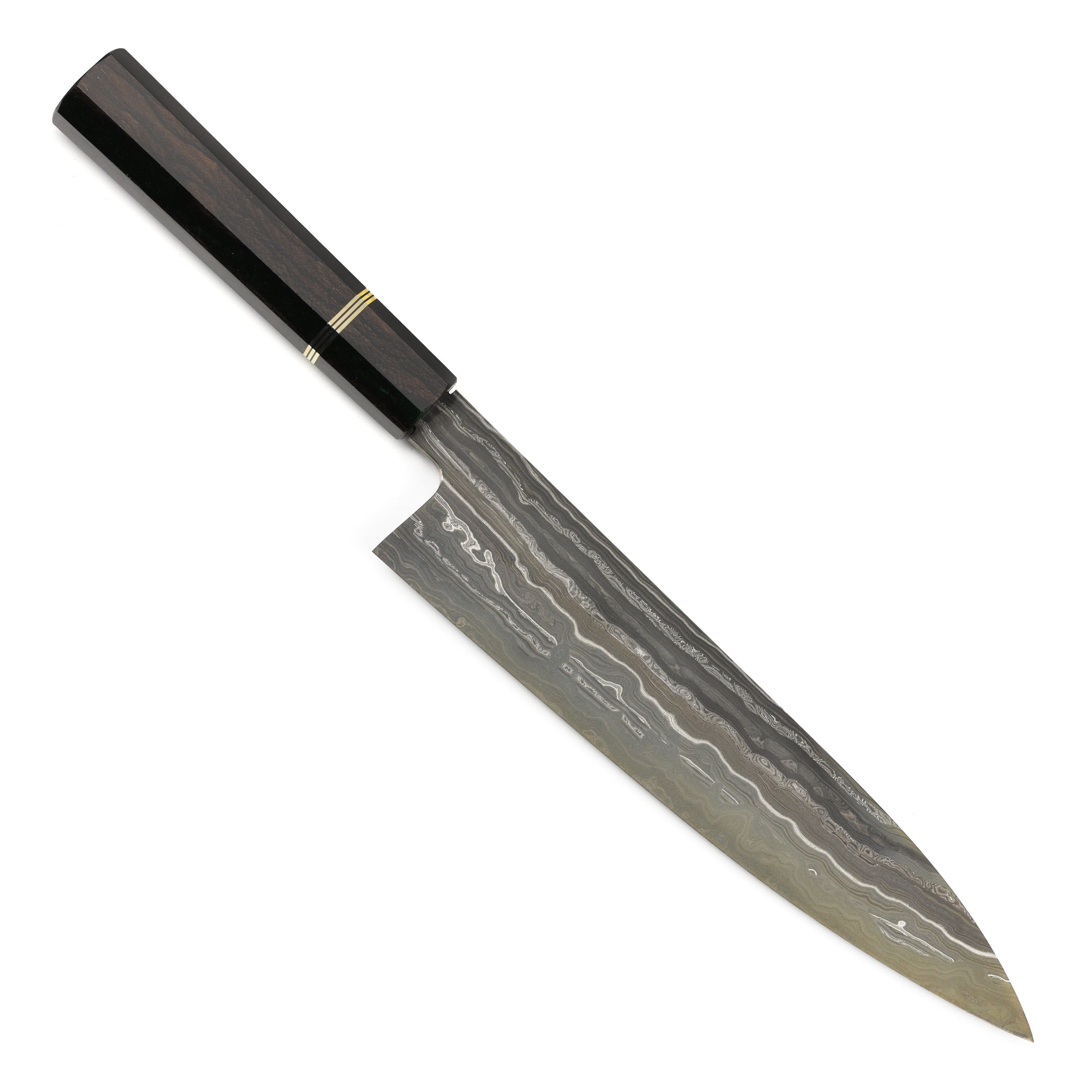 Shoichi Hashimoto Tatsuse Aogami #2 + Shirogami #2 Coreless Damascus 9.4" Gyuto