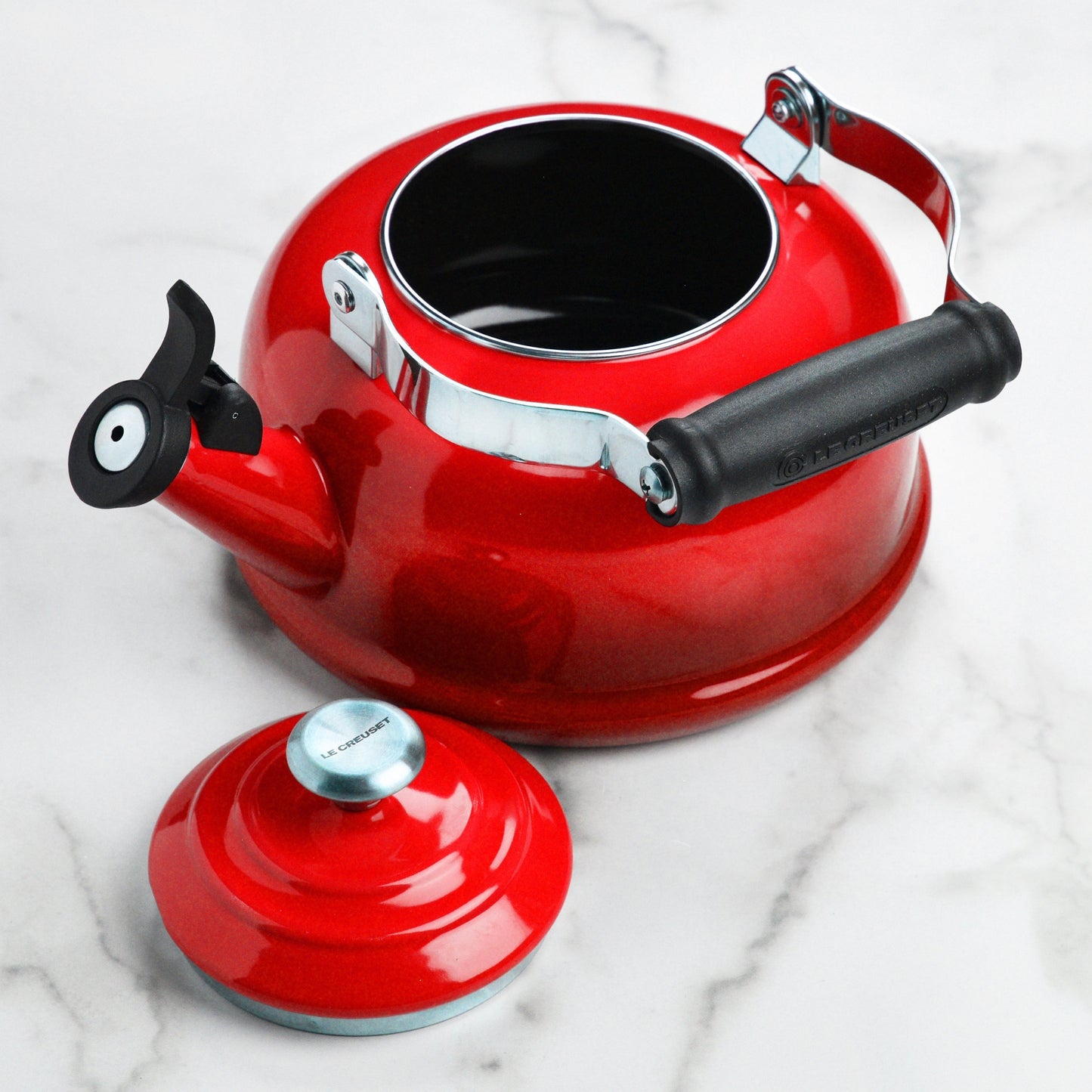 Le Creuset Enameled Steel 1.7-quart Cerise Whistling Tea Kettle