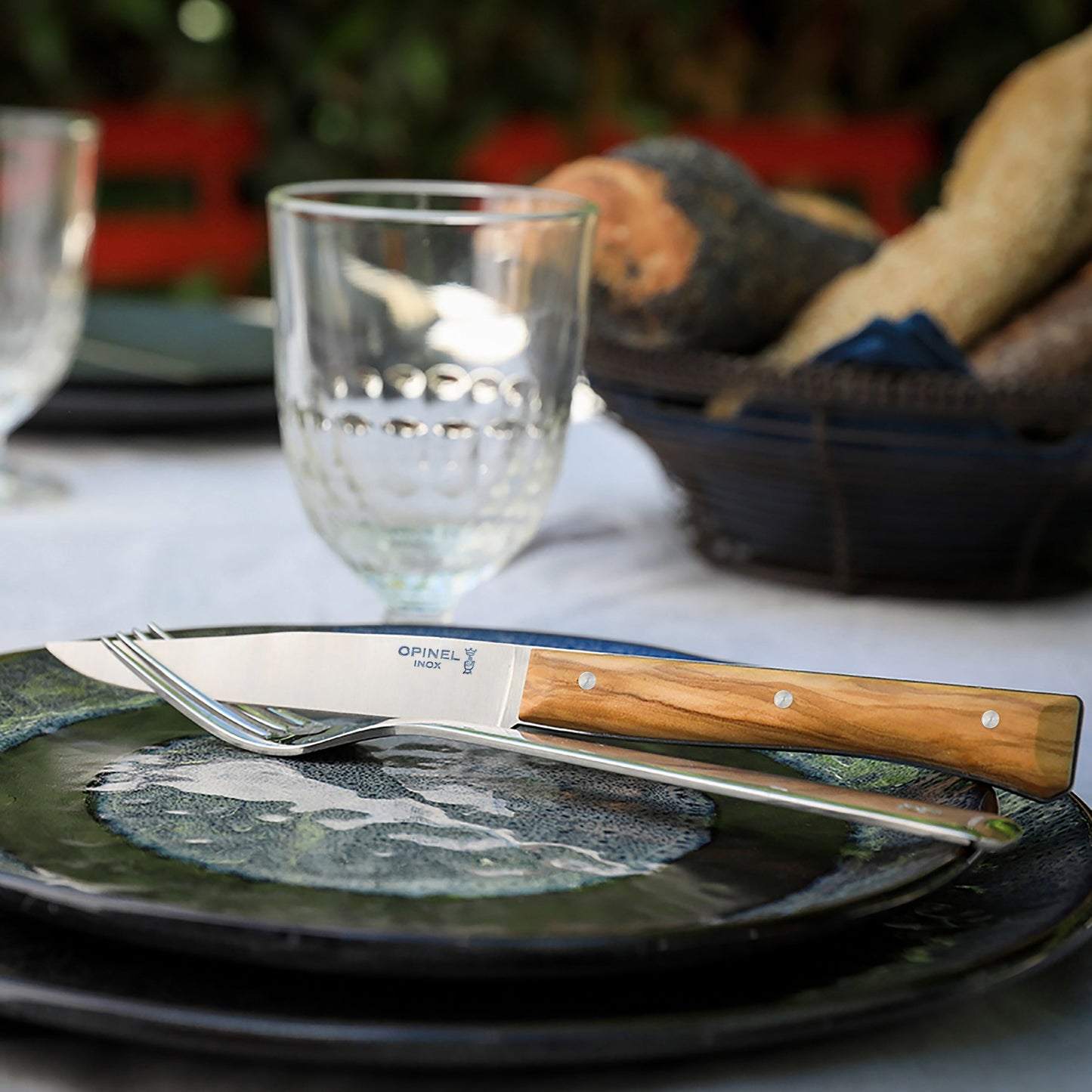 Opinel 4 Piece Olive Wood Facette Steak Knife Set
