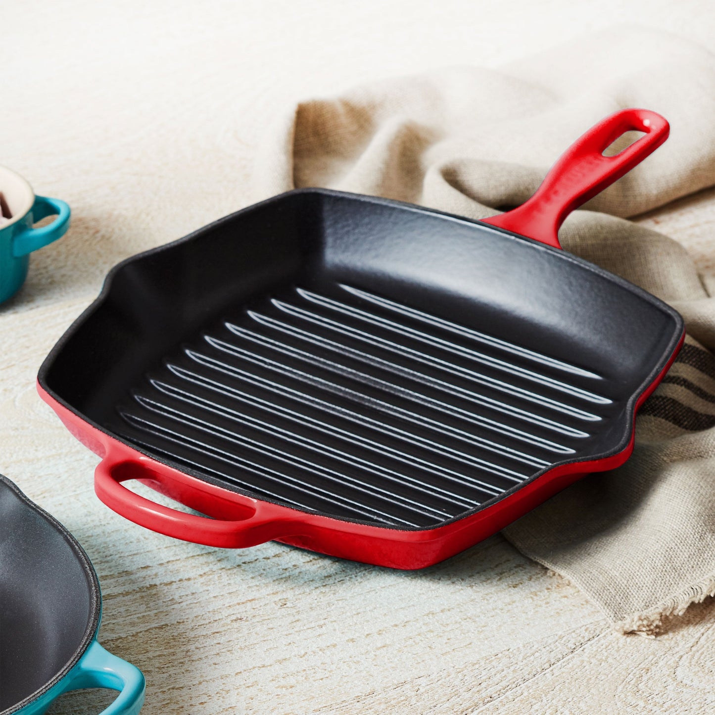 Le Creuset Signature Cast Iron 10.25" Cerise Square Grill Pan