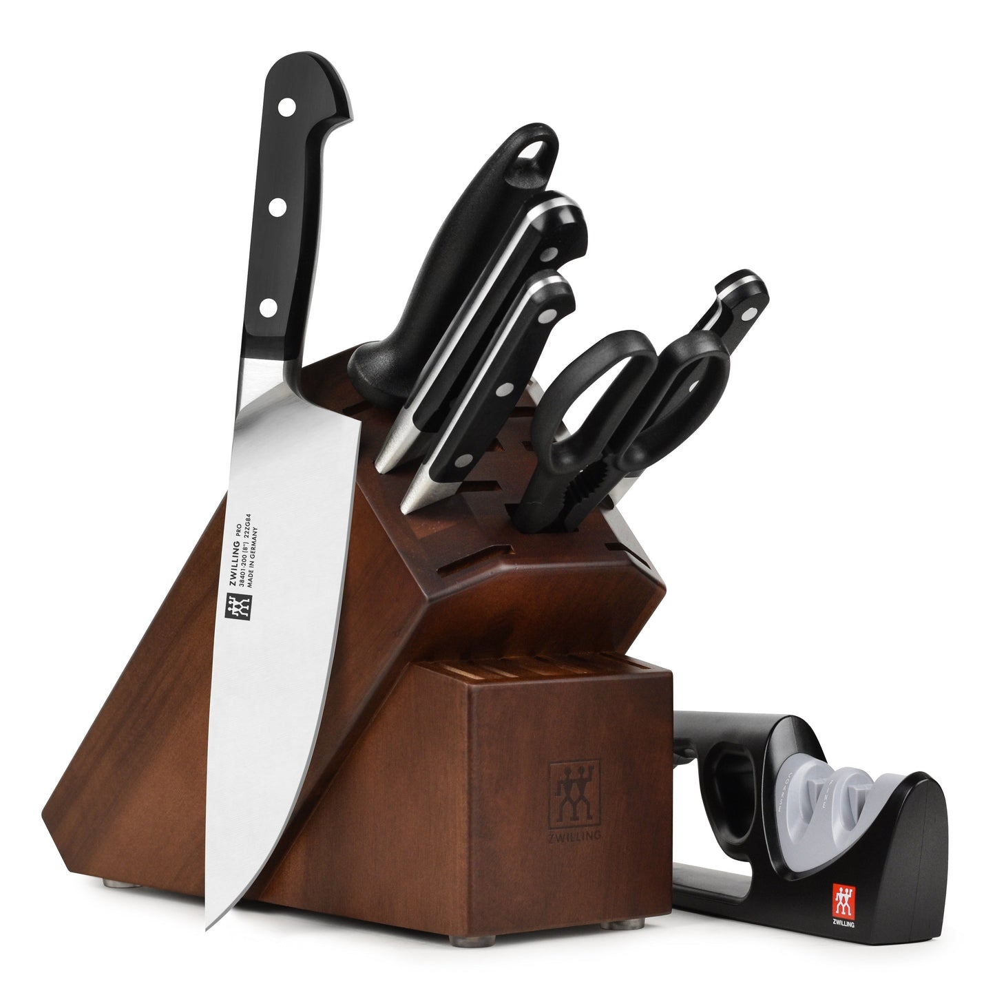 Zwilling Pro 7 Piece Acacia Knife Block Set with Bonus Sharpener