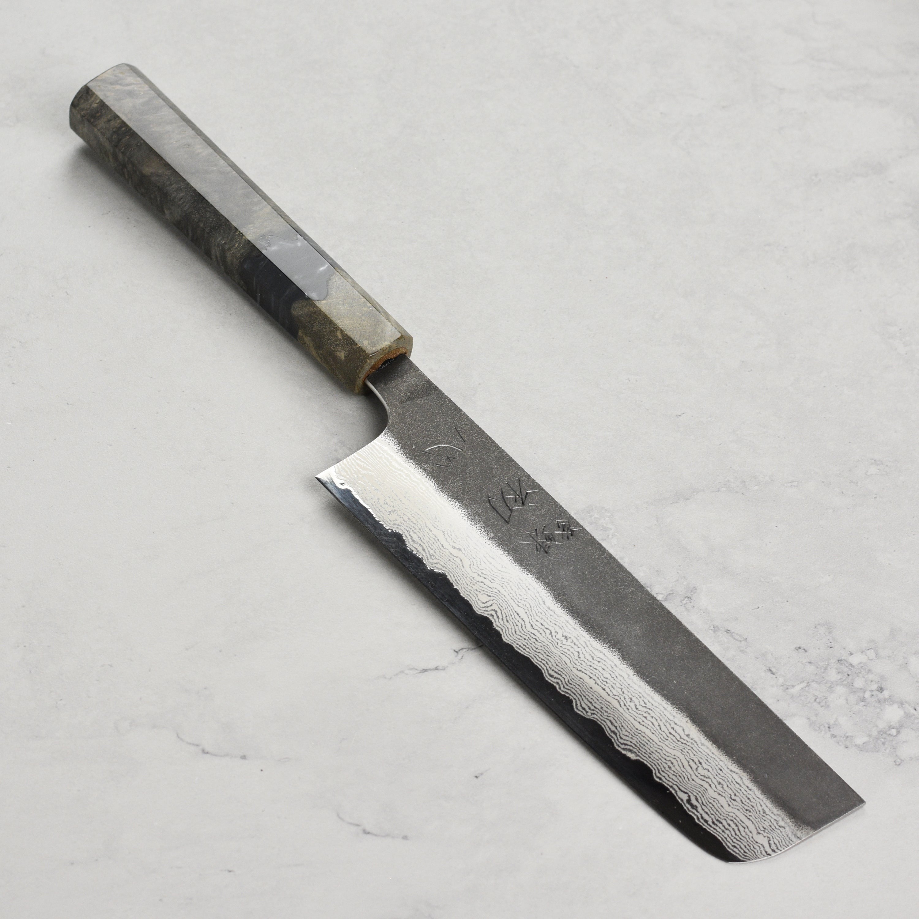 Hatsukokoro Atelier Kurouchi Damascus 6.5" Nakiri