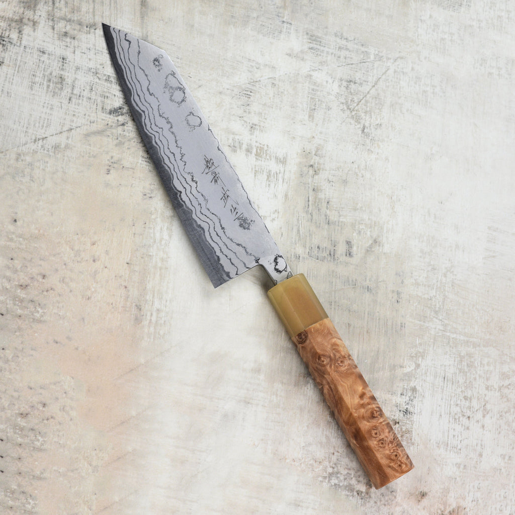 Shiro Kamo Shirogami #2 Damascus 6.5" Bunka