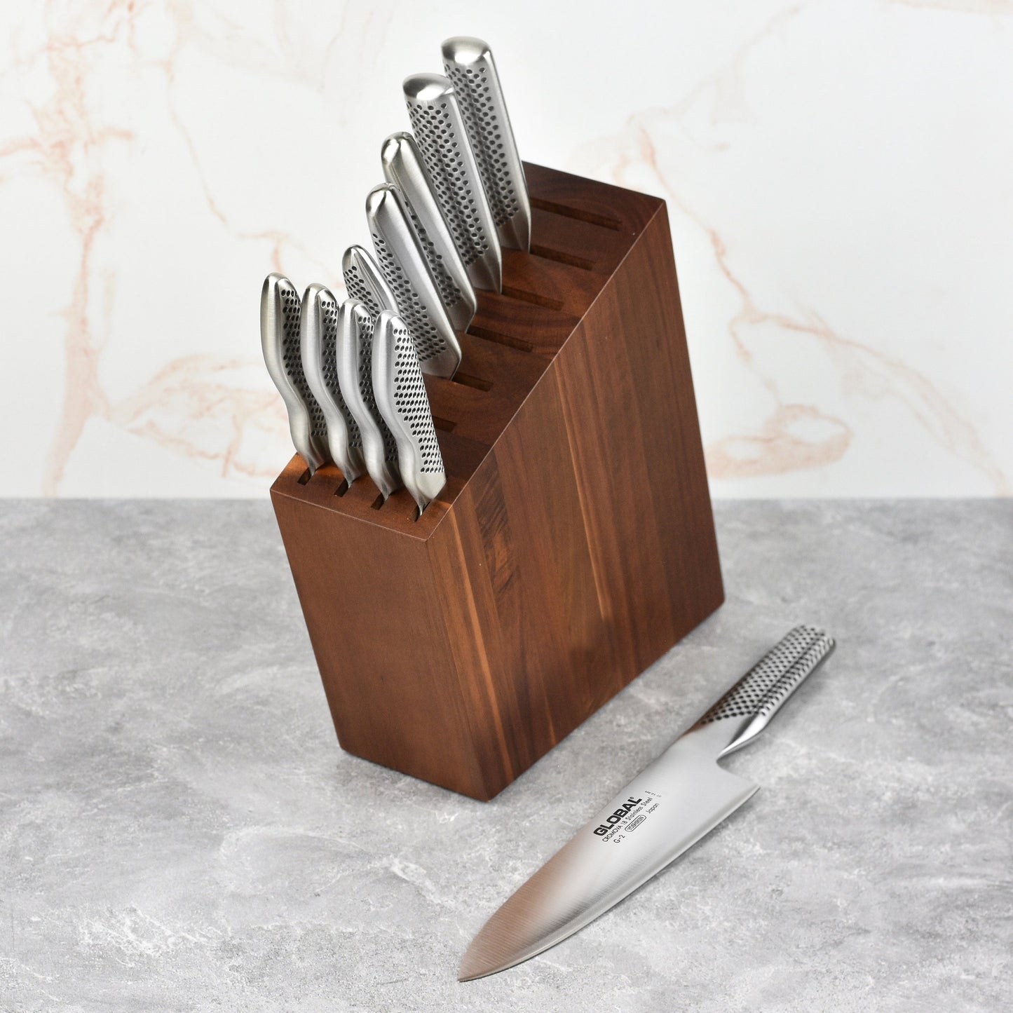 Global Akari 11 Piece Knife Block Set, Acacia