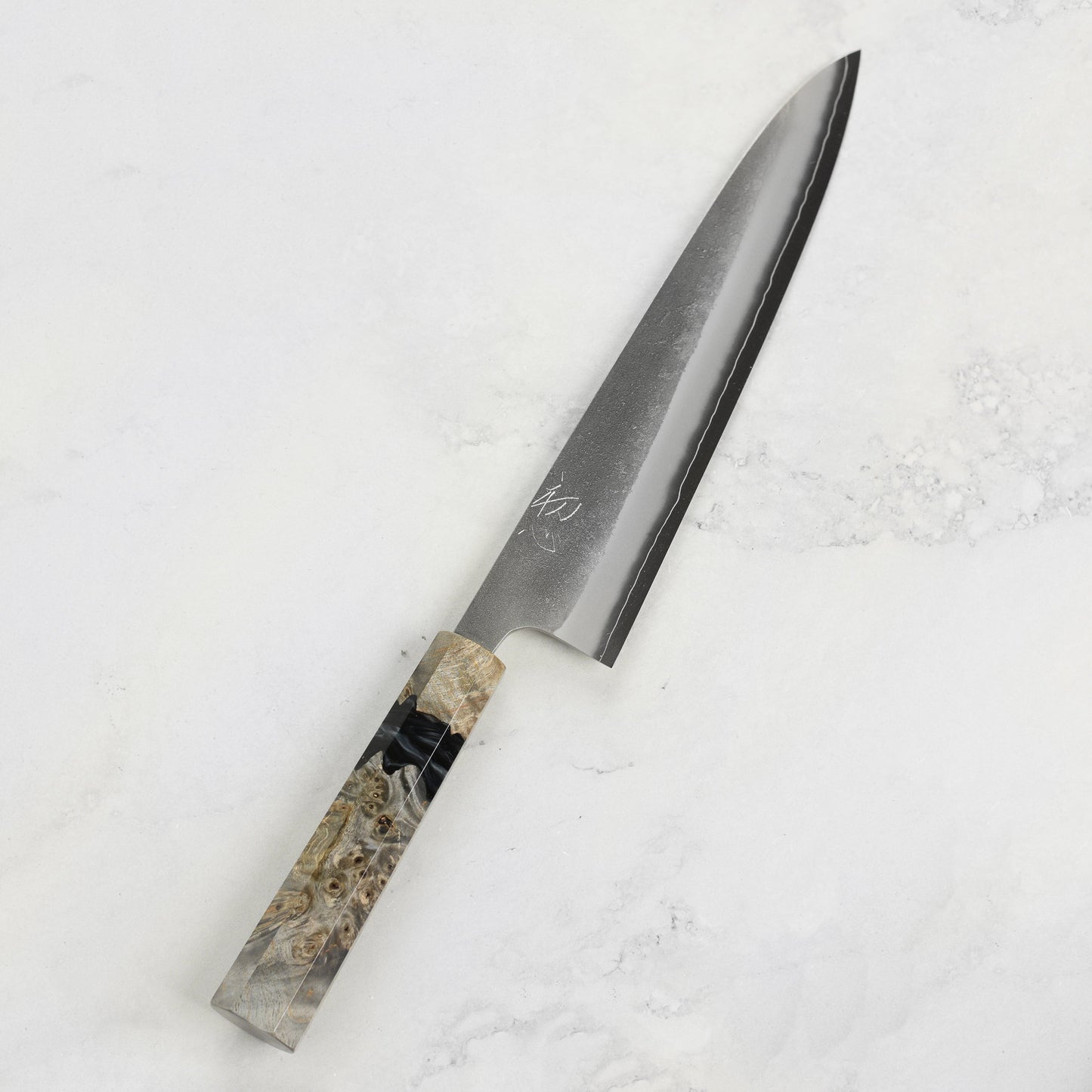 Yoshikane SKD Nashiji Stainless Clad 9.4" Gyuto, Stabilized Birch
