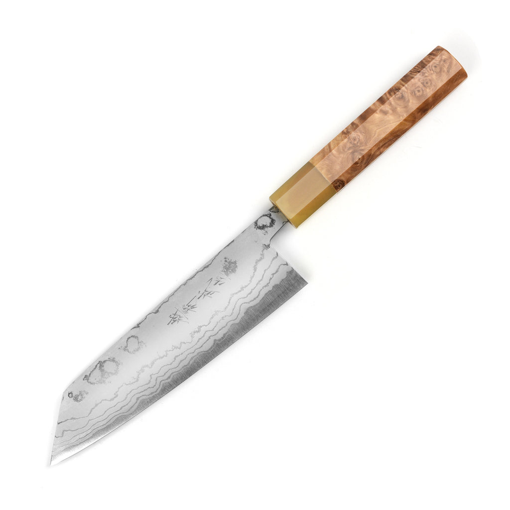 Shiro Kamo Shirogami #2 Damascus 6.5" Bunka