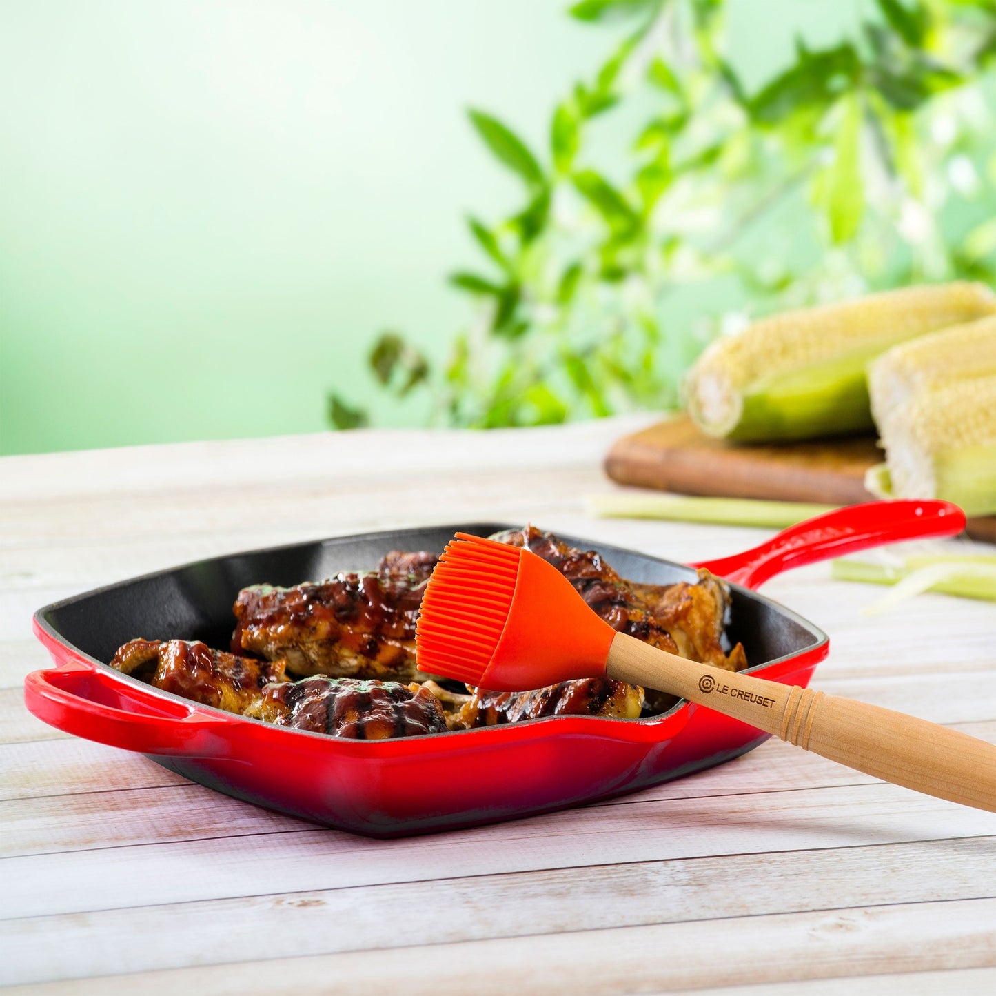 Le Creuset Signature Cast Iron 10.25" Cerise Square Grill Pan