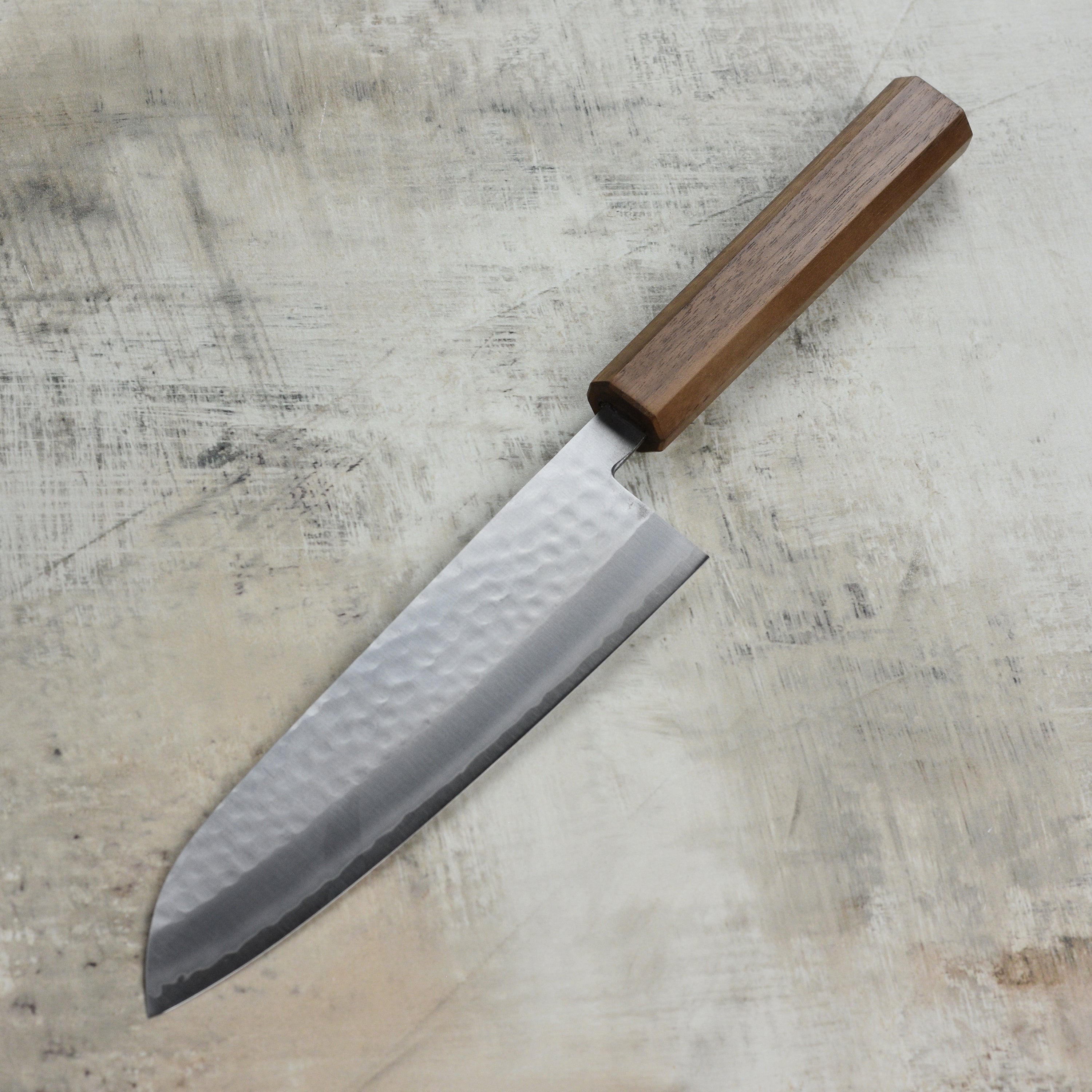 Masutani VG1 Hammered 7" Gyuto, Octagonal Walnut Handle